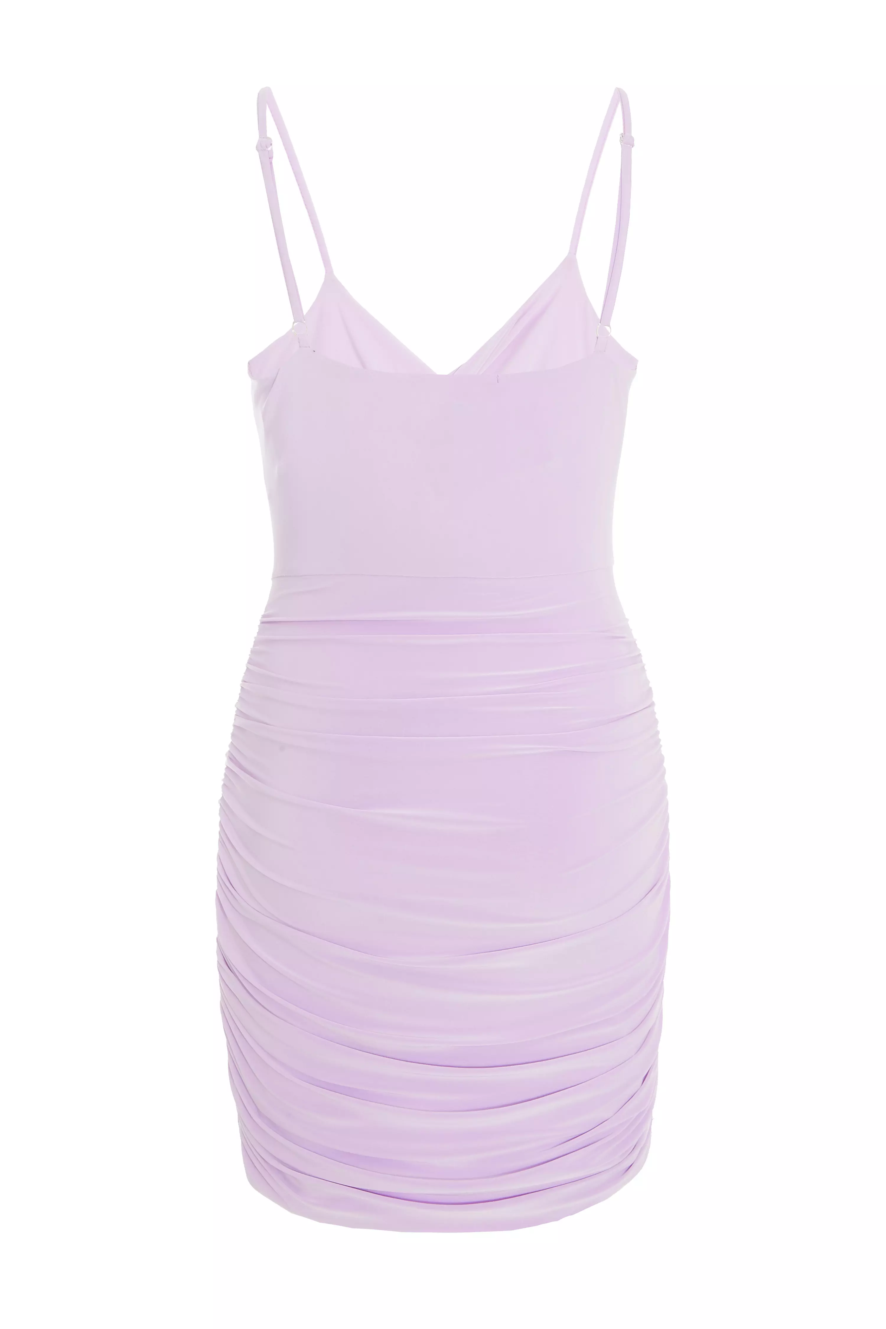 Lilac Cut Out Ruched Bodycon Mini Dress