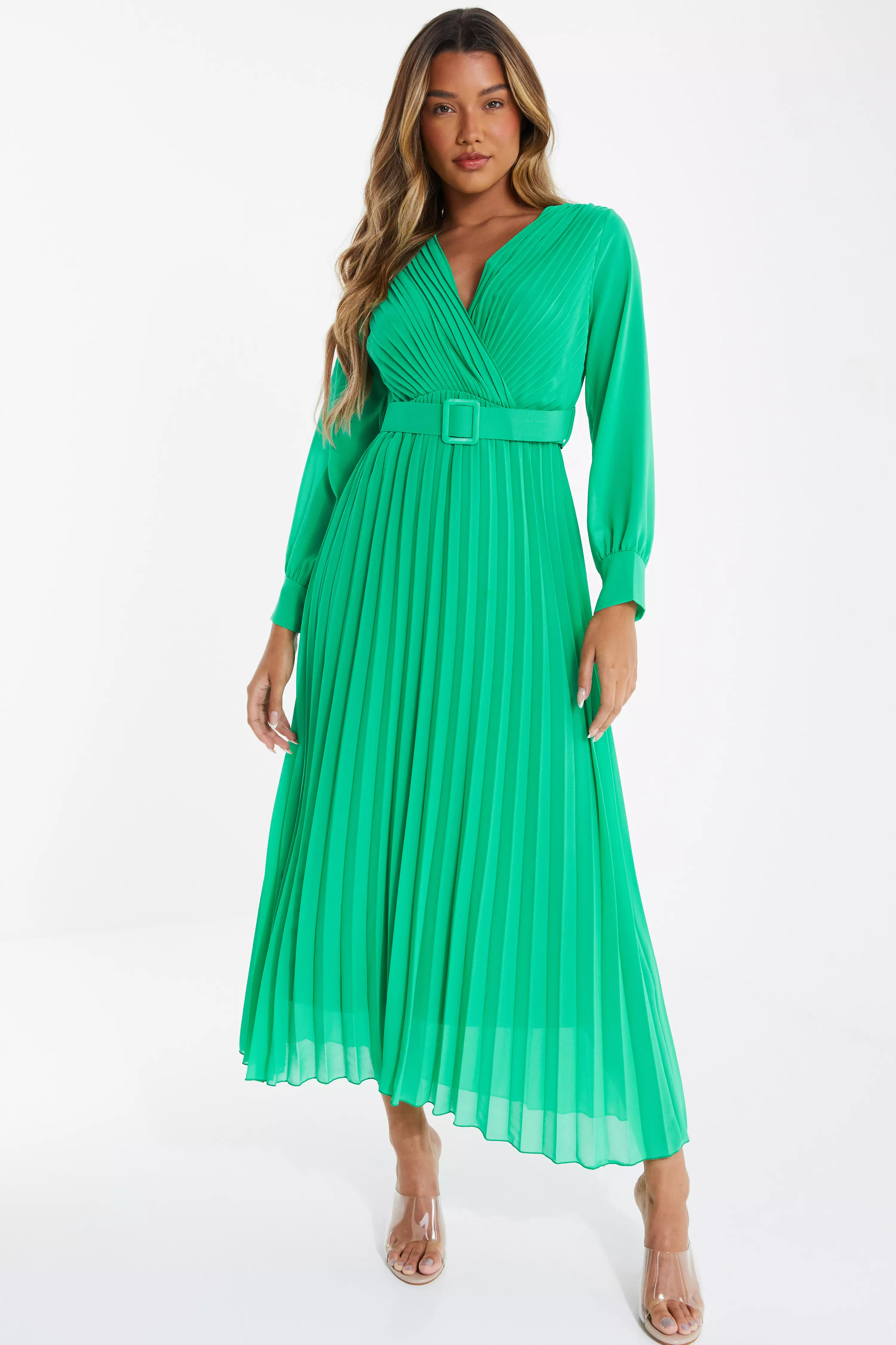 Pleated wrap hot sale maxi dress