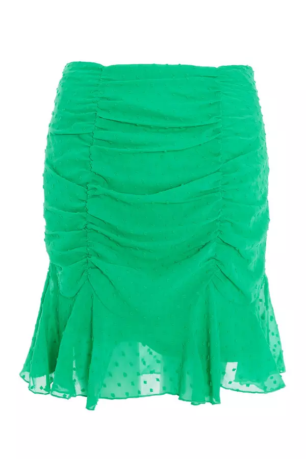 Petite Green Polka Dot Mini Skirt