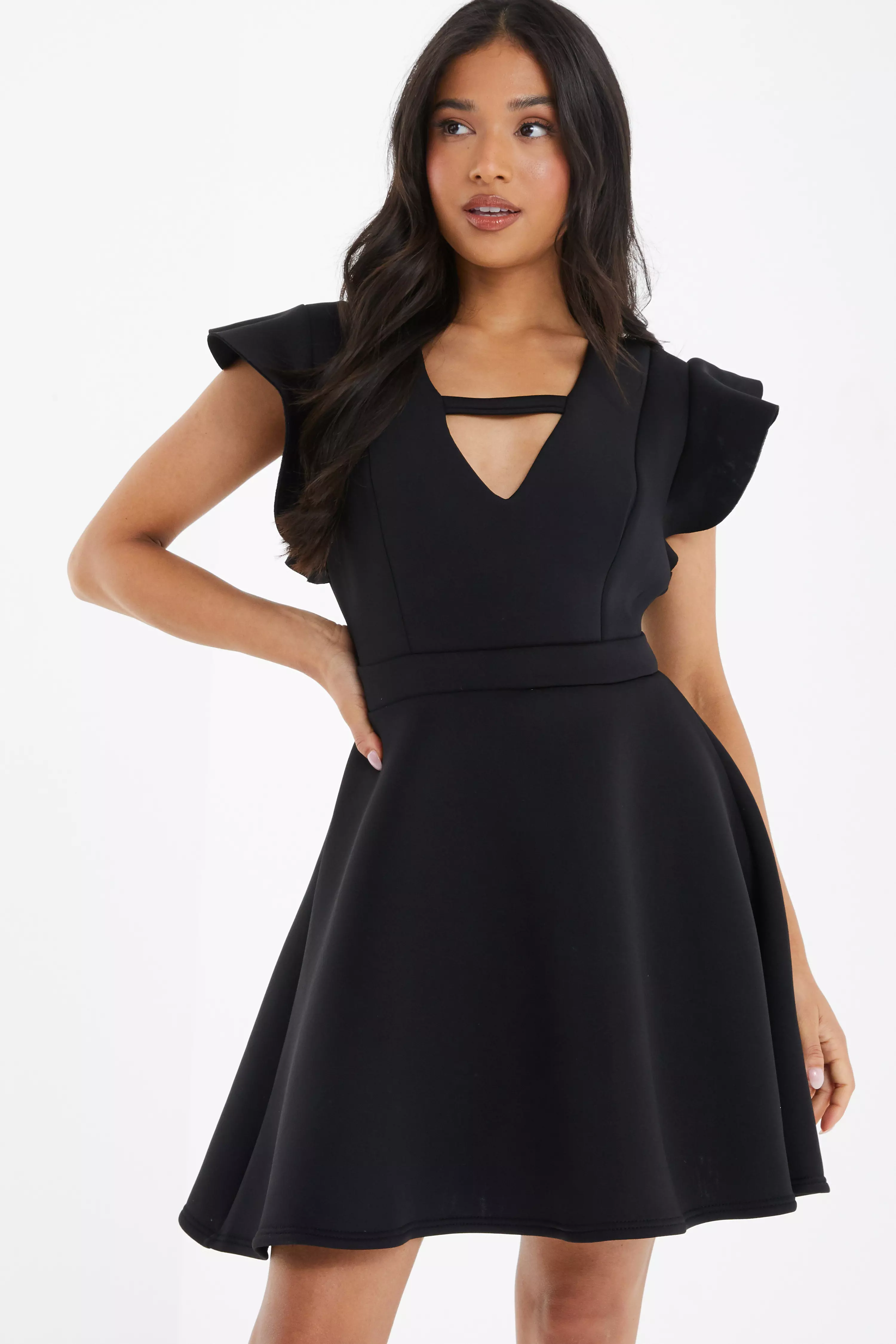 Petite Black Mini Skater Dress QUIZ Clothing