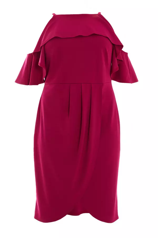 Curve Purple Cold Shoulder Midi Dress
