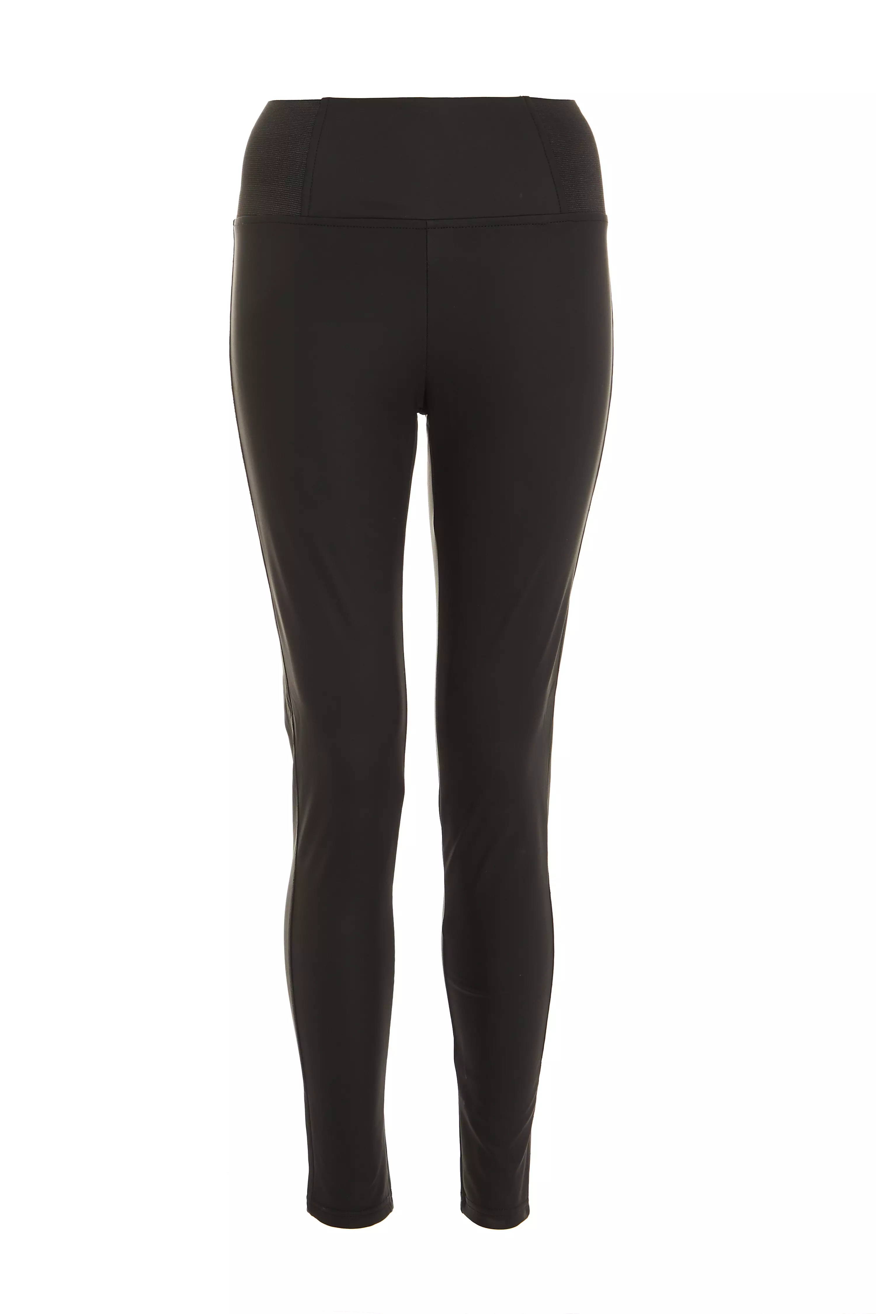 Black Faux Leather Elasticated Leggings