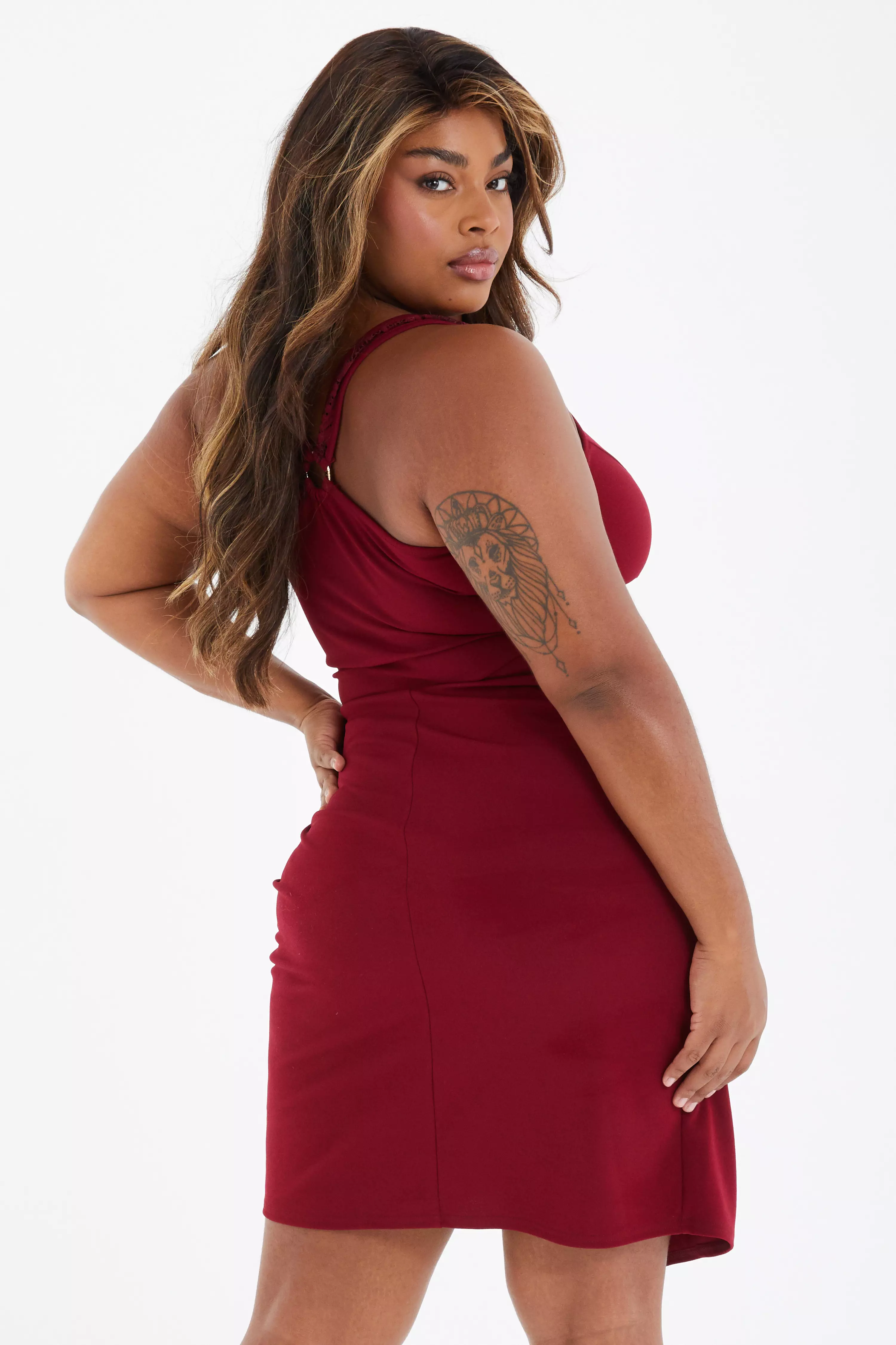 Curve Berry Lace Midi Dress