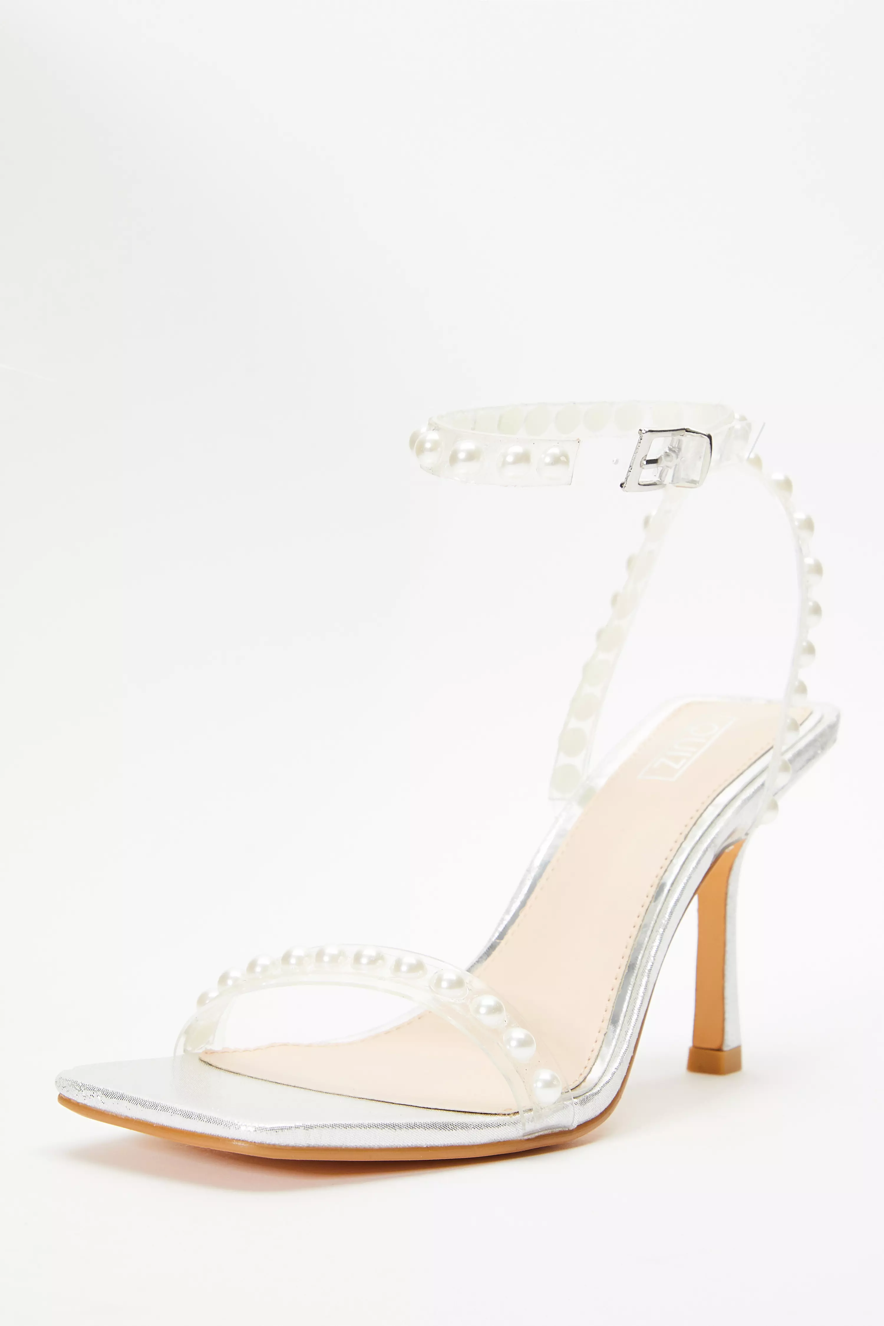 Silver Shimmer Pearl Heeled Sandals