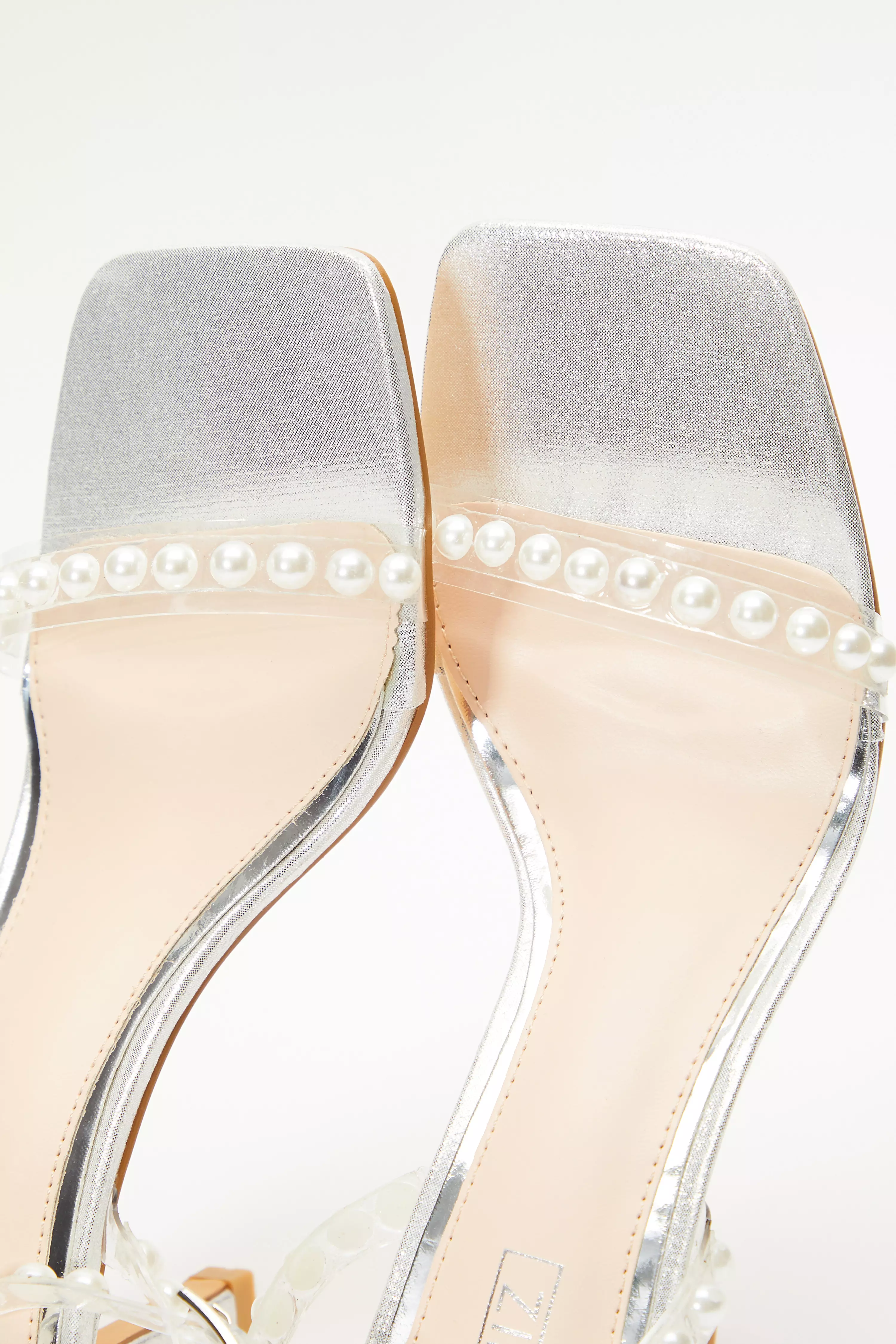 Silver Shimmer Pearl Heeled Sandals