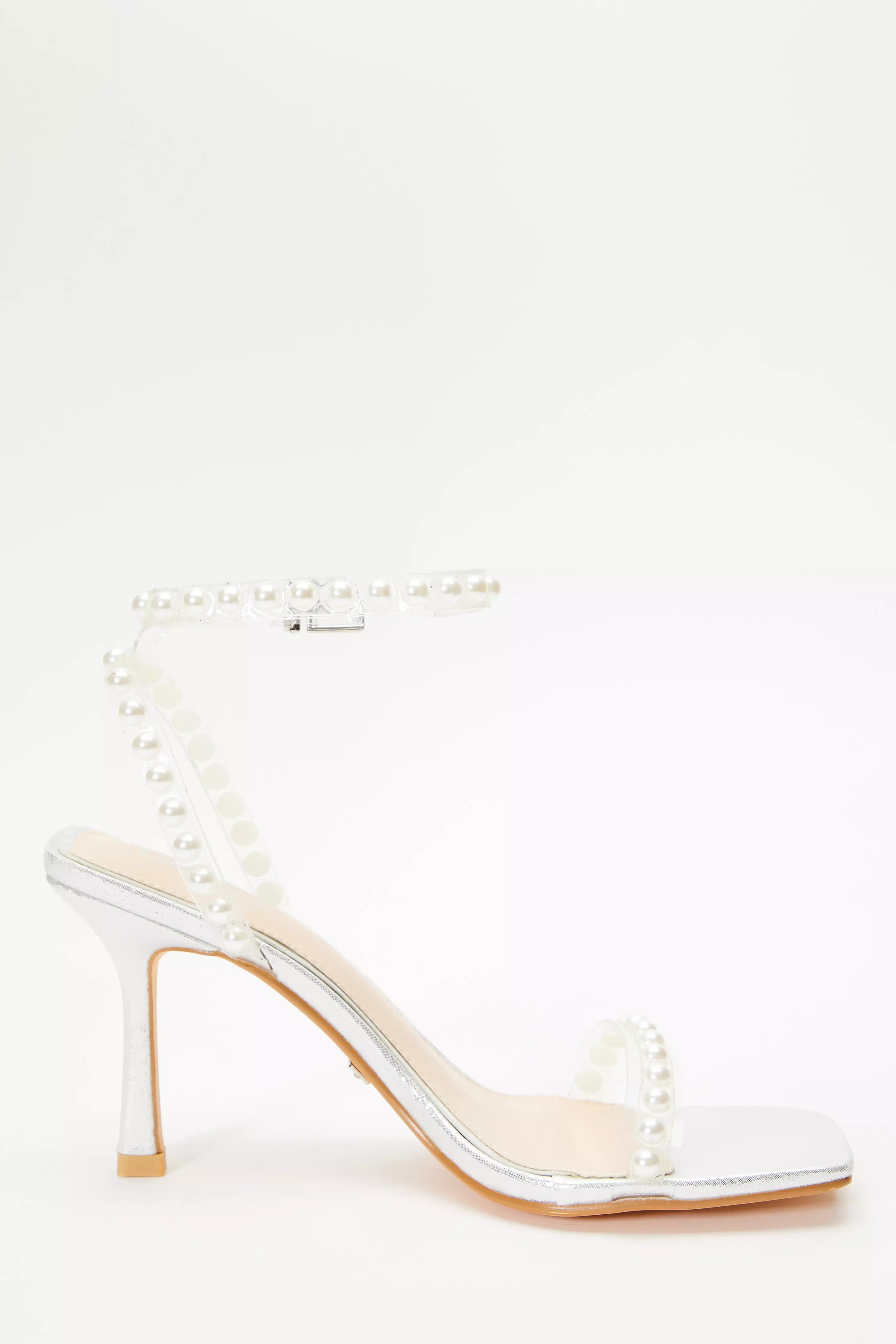 Silver Shimmer Pearl Heeled Sandals