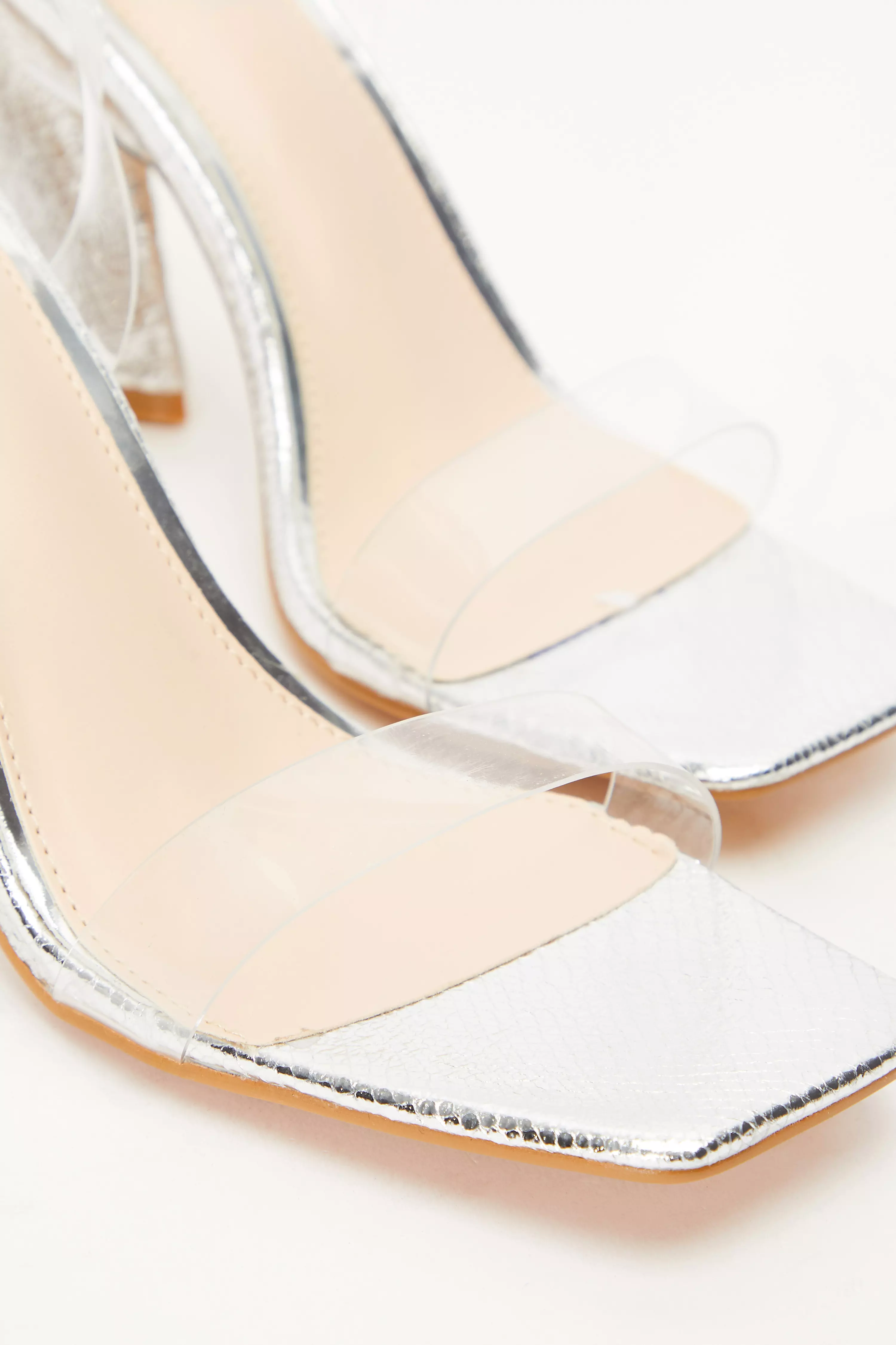 Silver Clear Triangle Heeled Sandals
