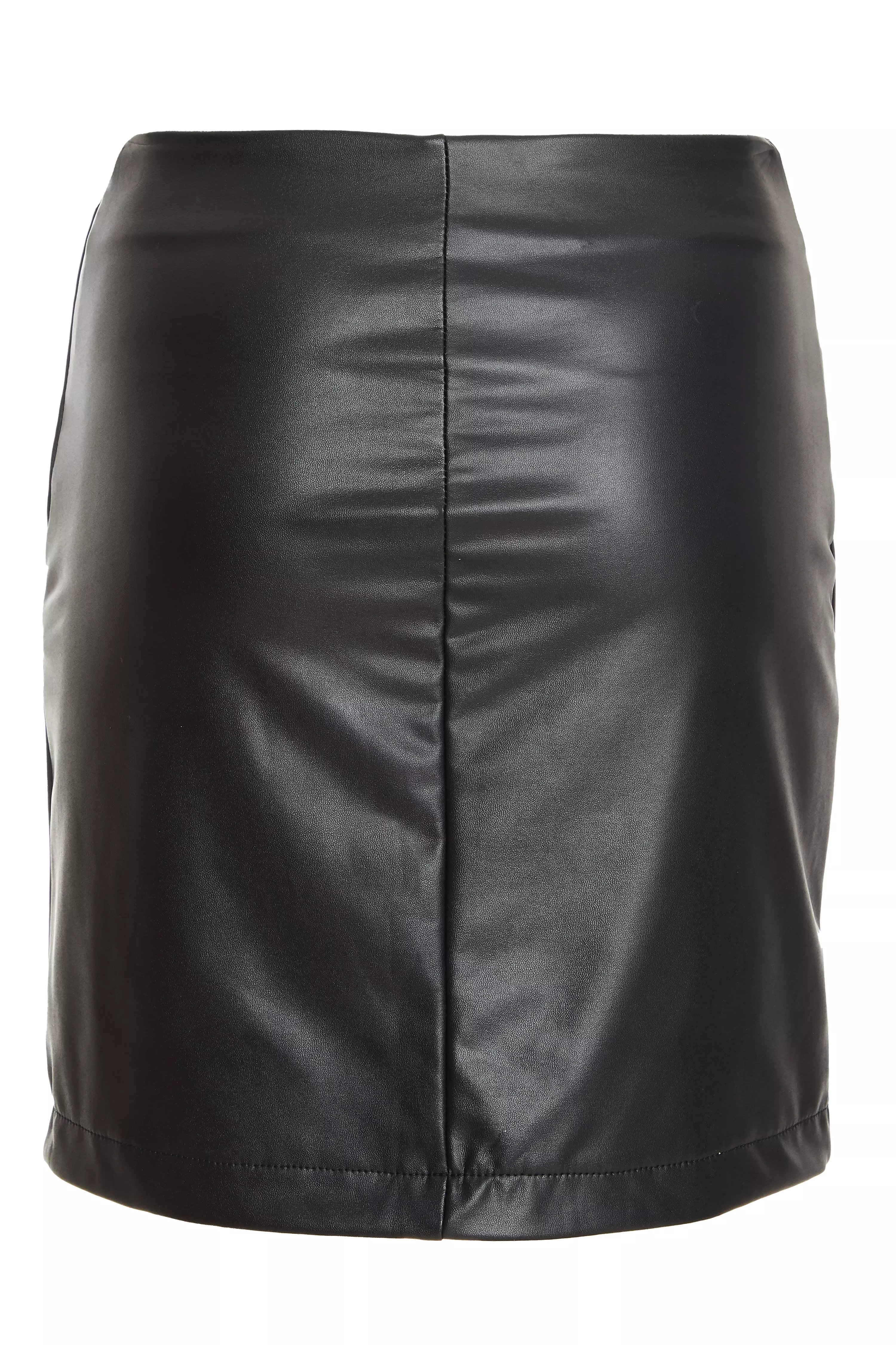 Black Faux Leather Wrap Mini Skirt