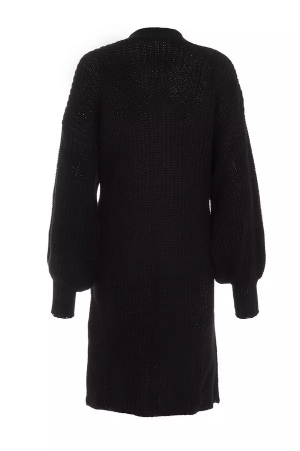 Black Knitted Longline Cardigan