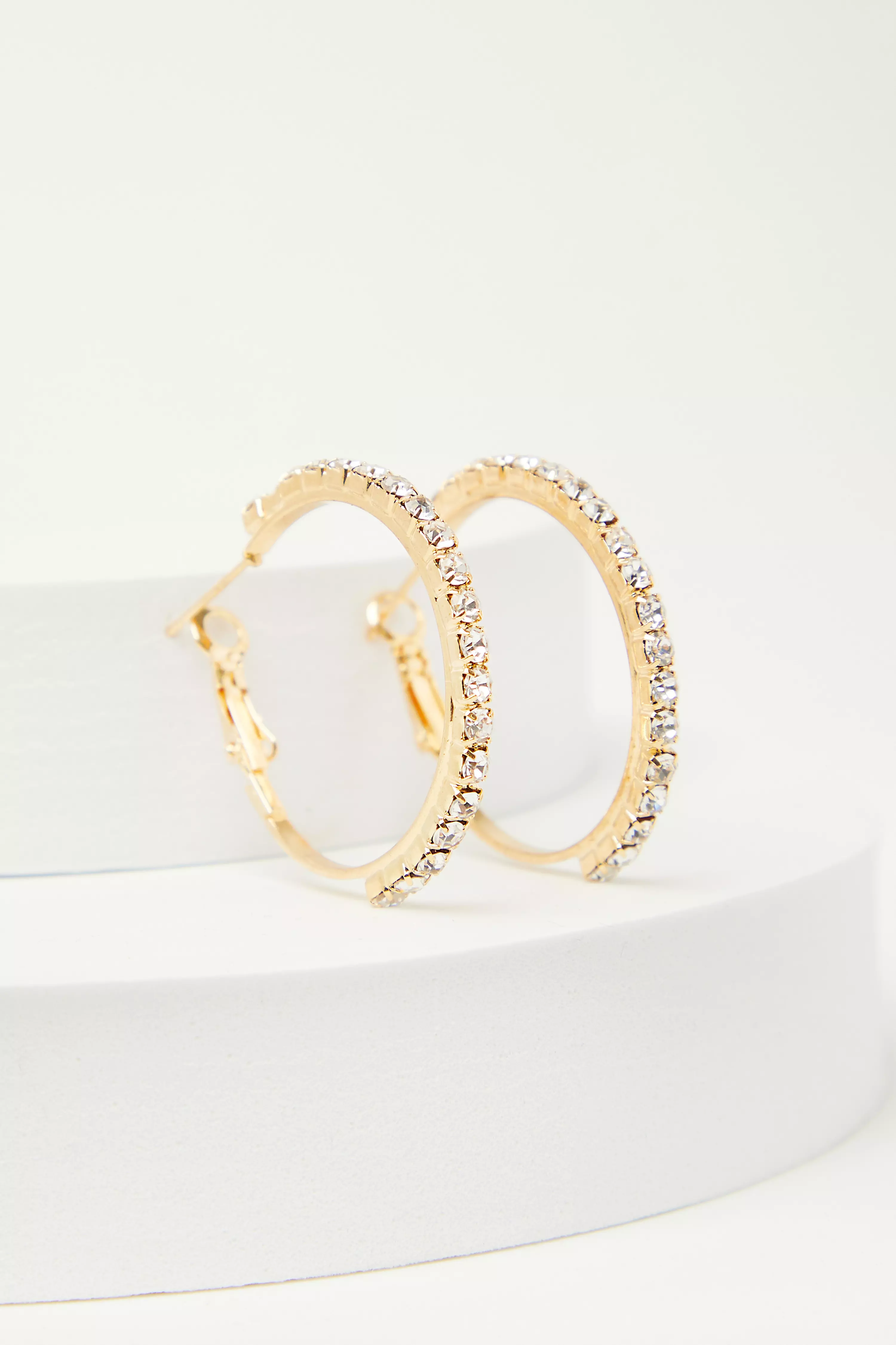 Gold Diamante Hoop Earrings