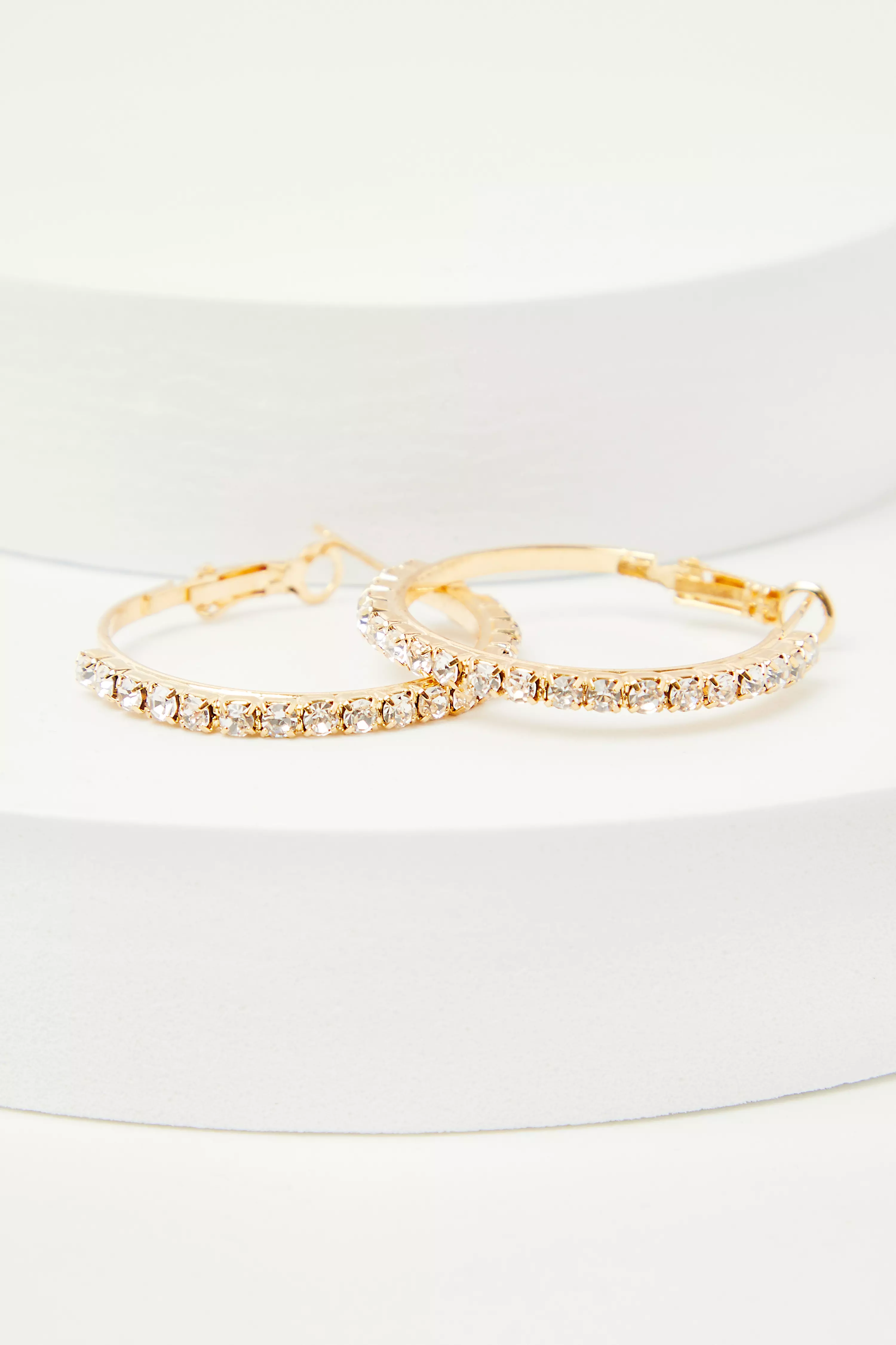 Gold Diamante Hoop Earrings