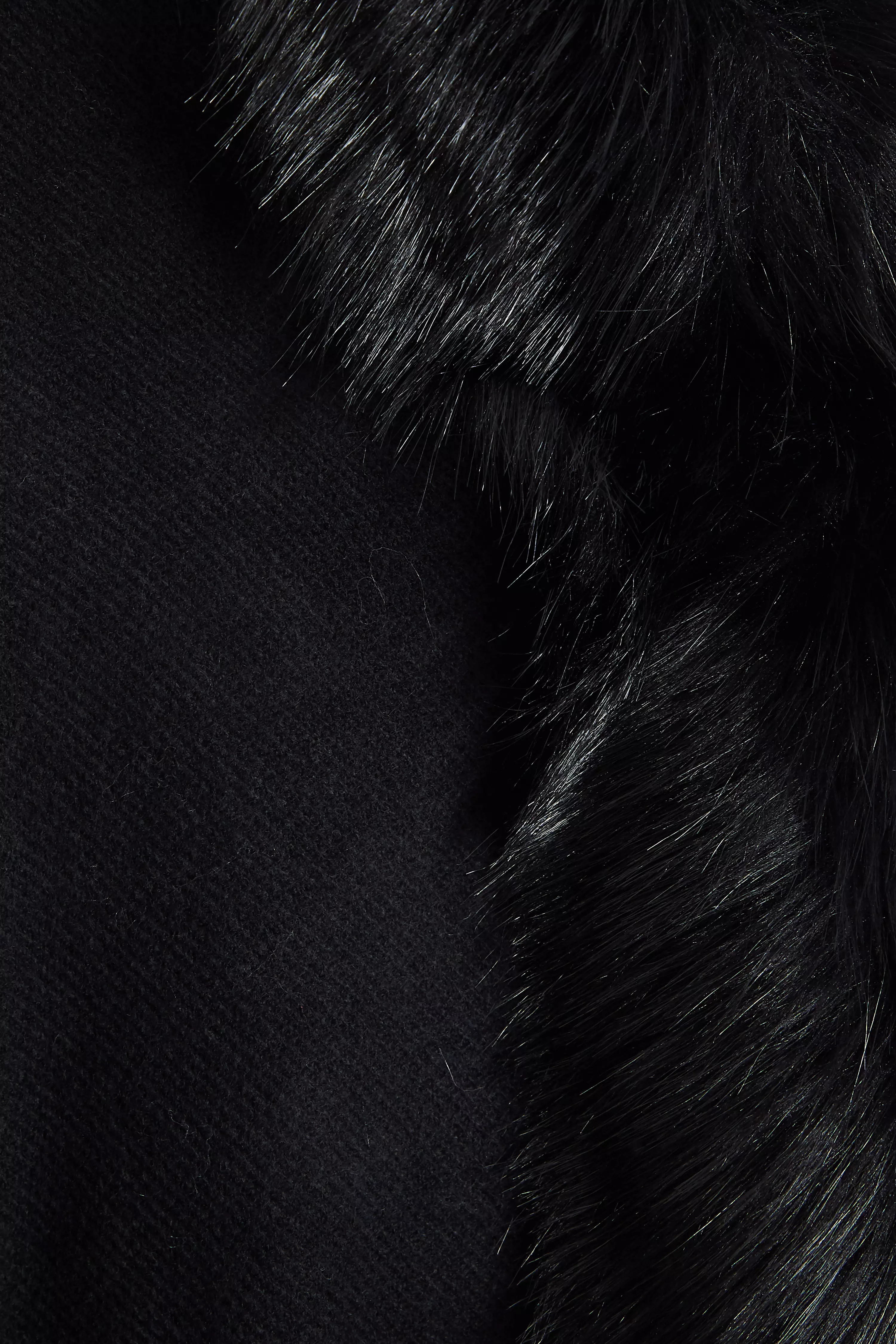 Black Faux Fur Trim Cape