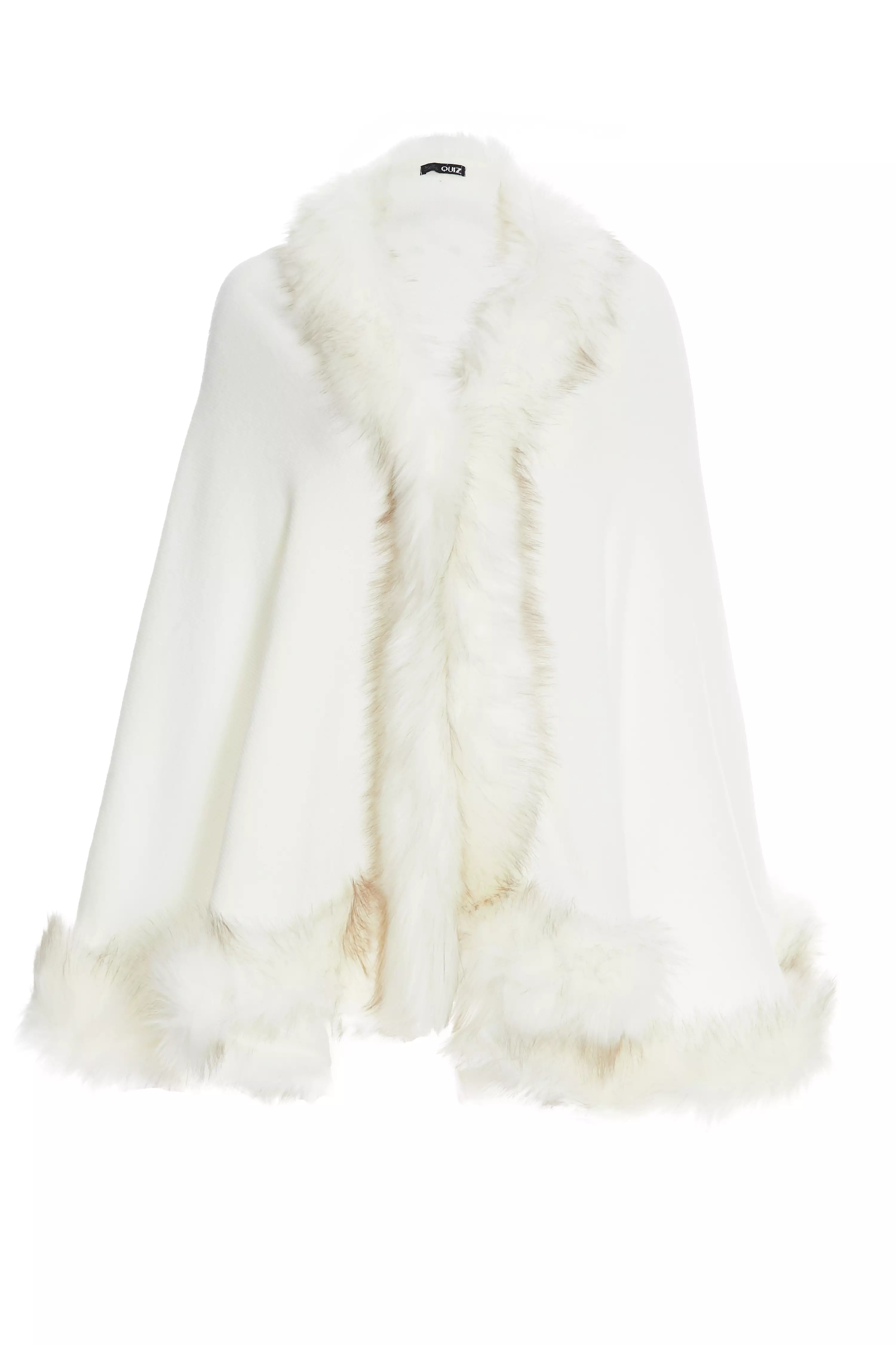 Cream Faux Fur Trim Cape