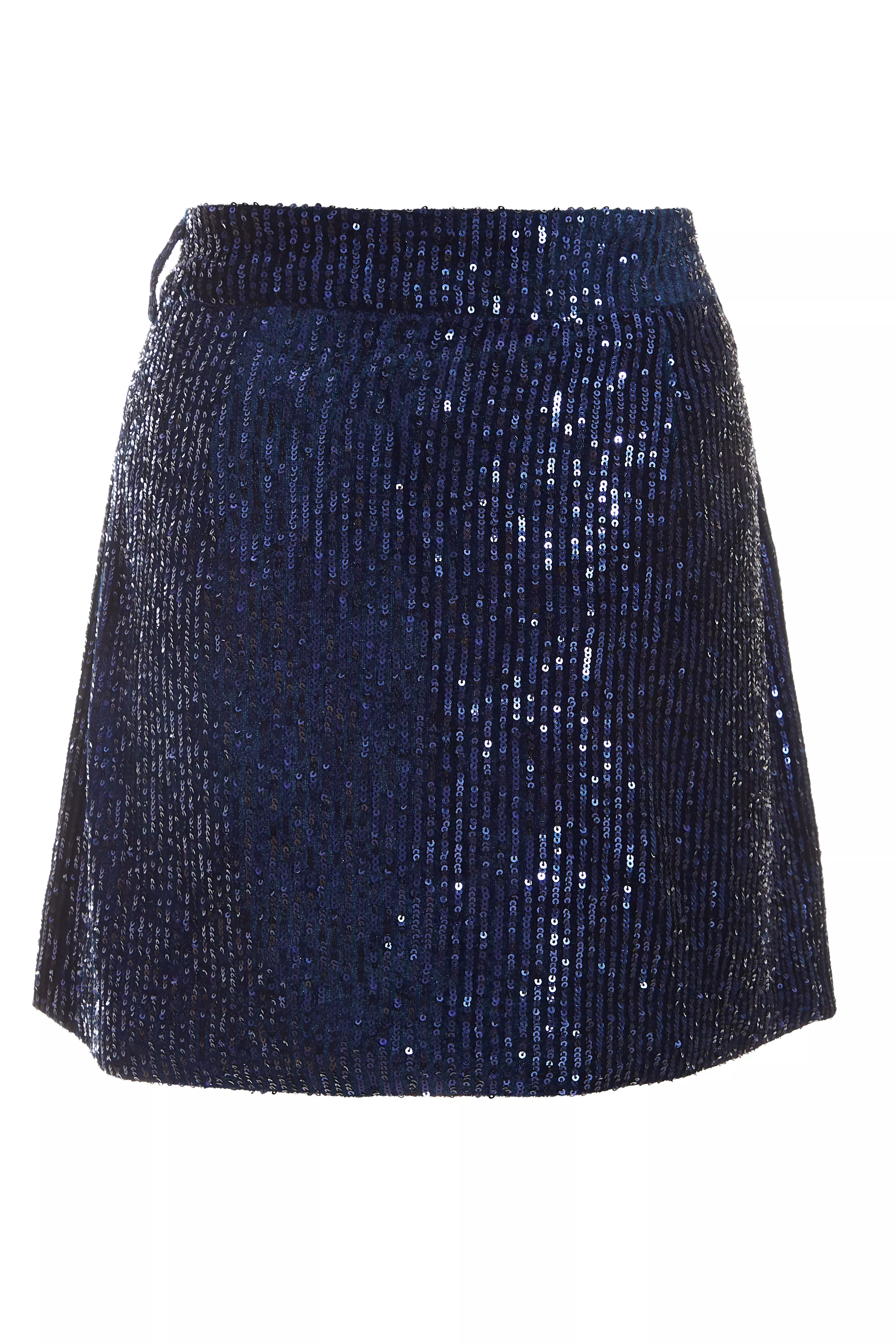 Navy Sequin Mini Skirt