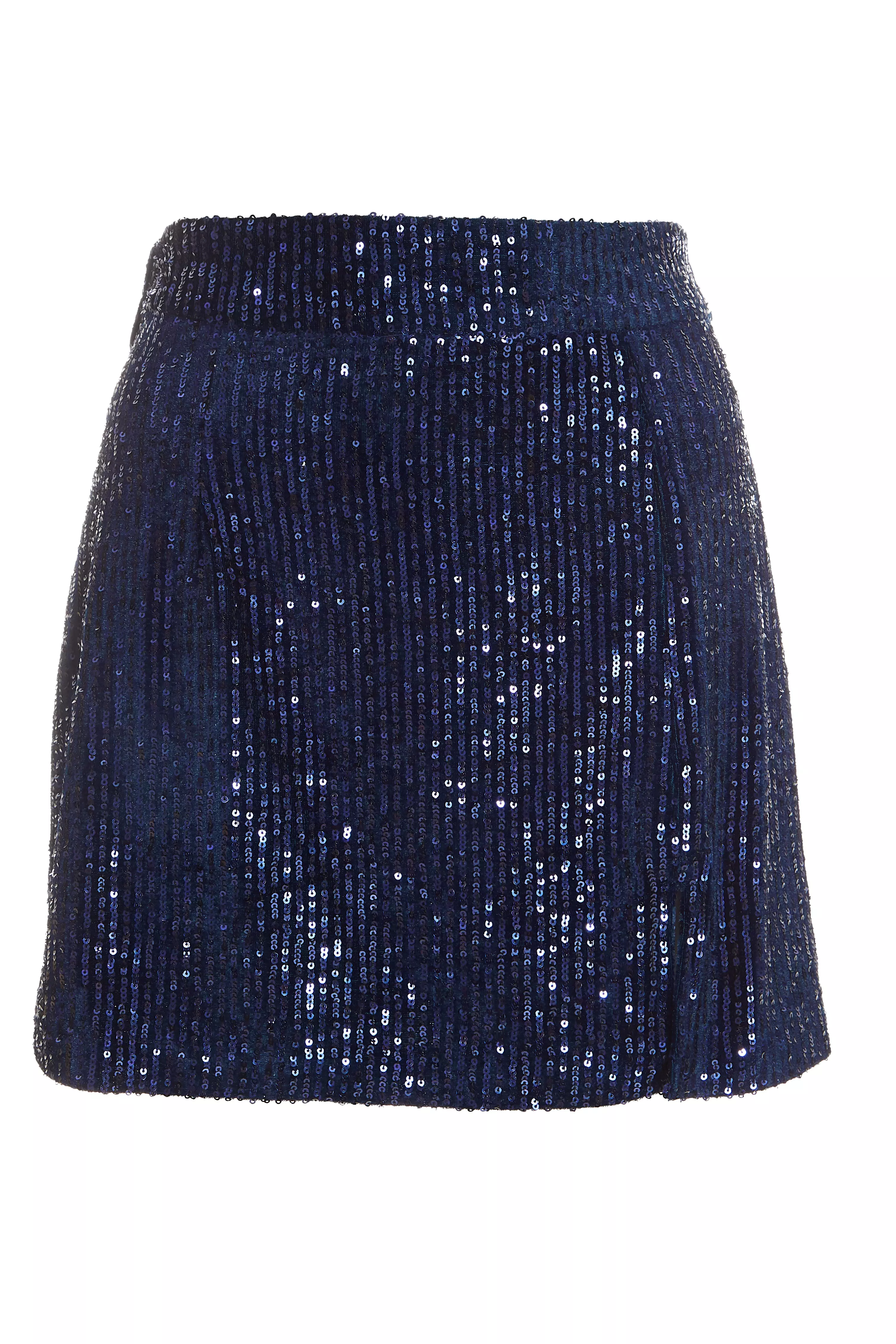 Navy Sequin Mini Skirt