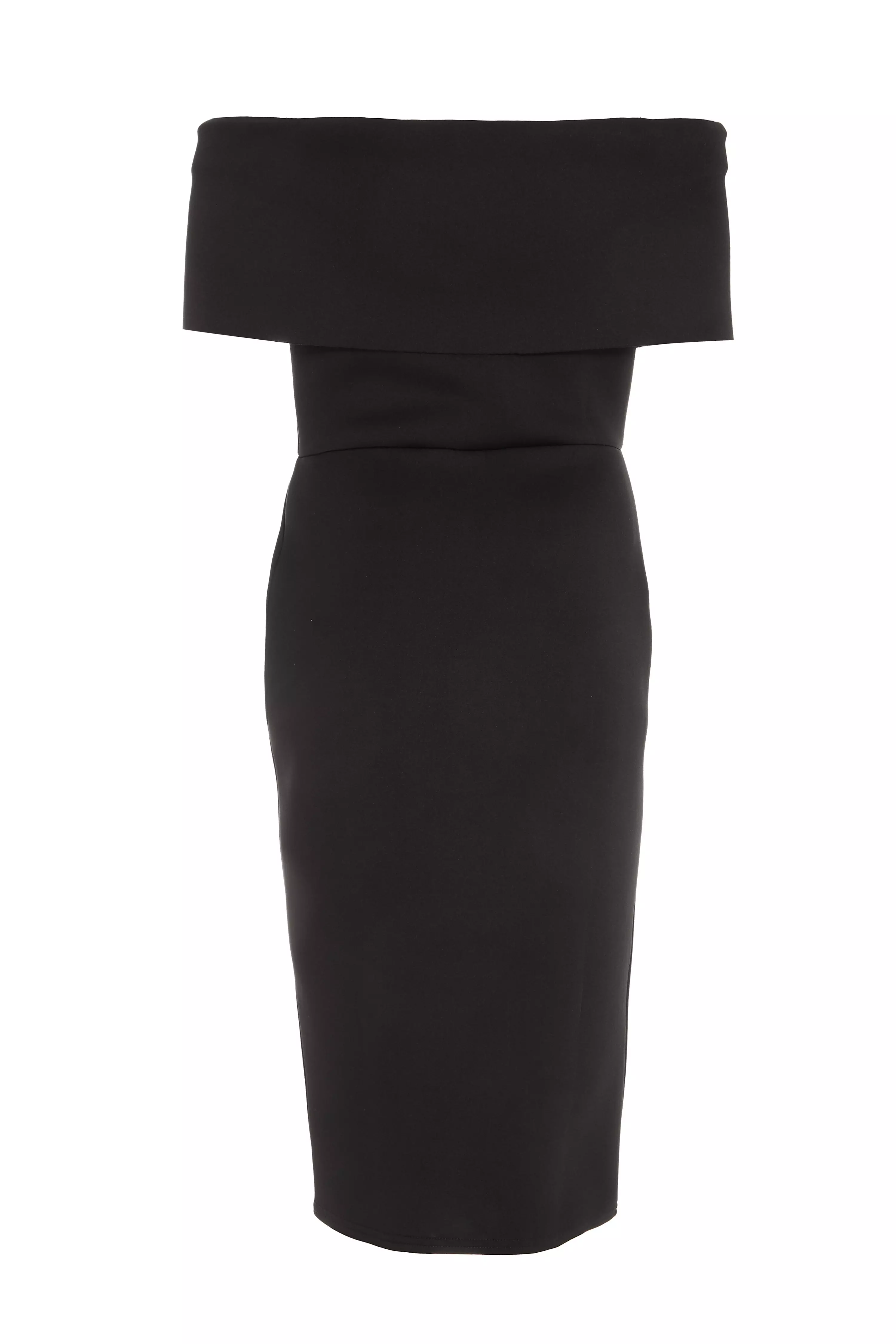 Black Bardot Bodycon Midi Dress