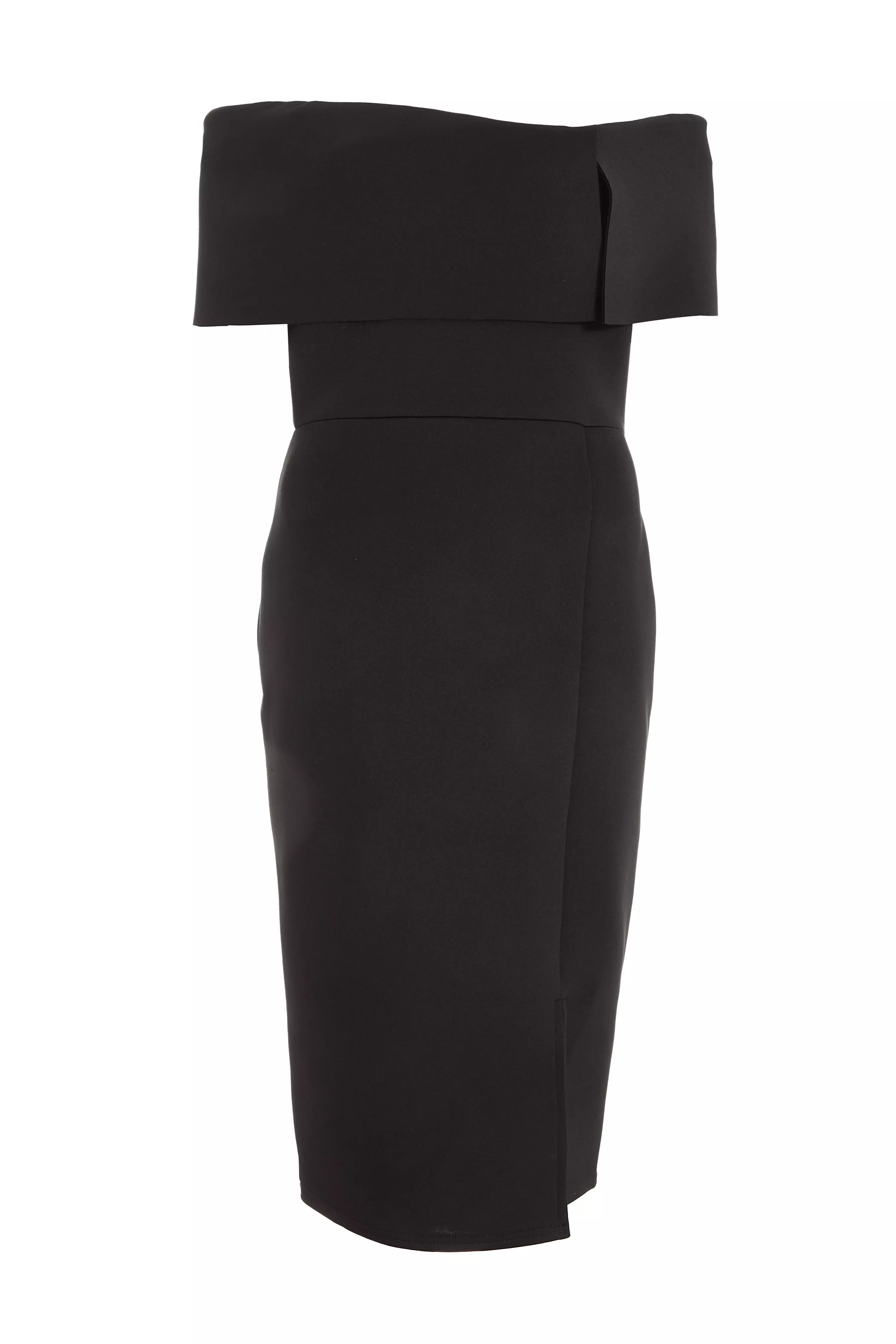 Black Bardot Bodycon Midi Dress