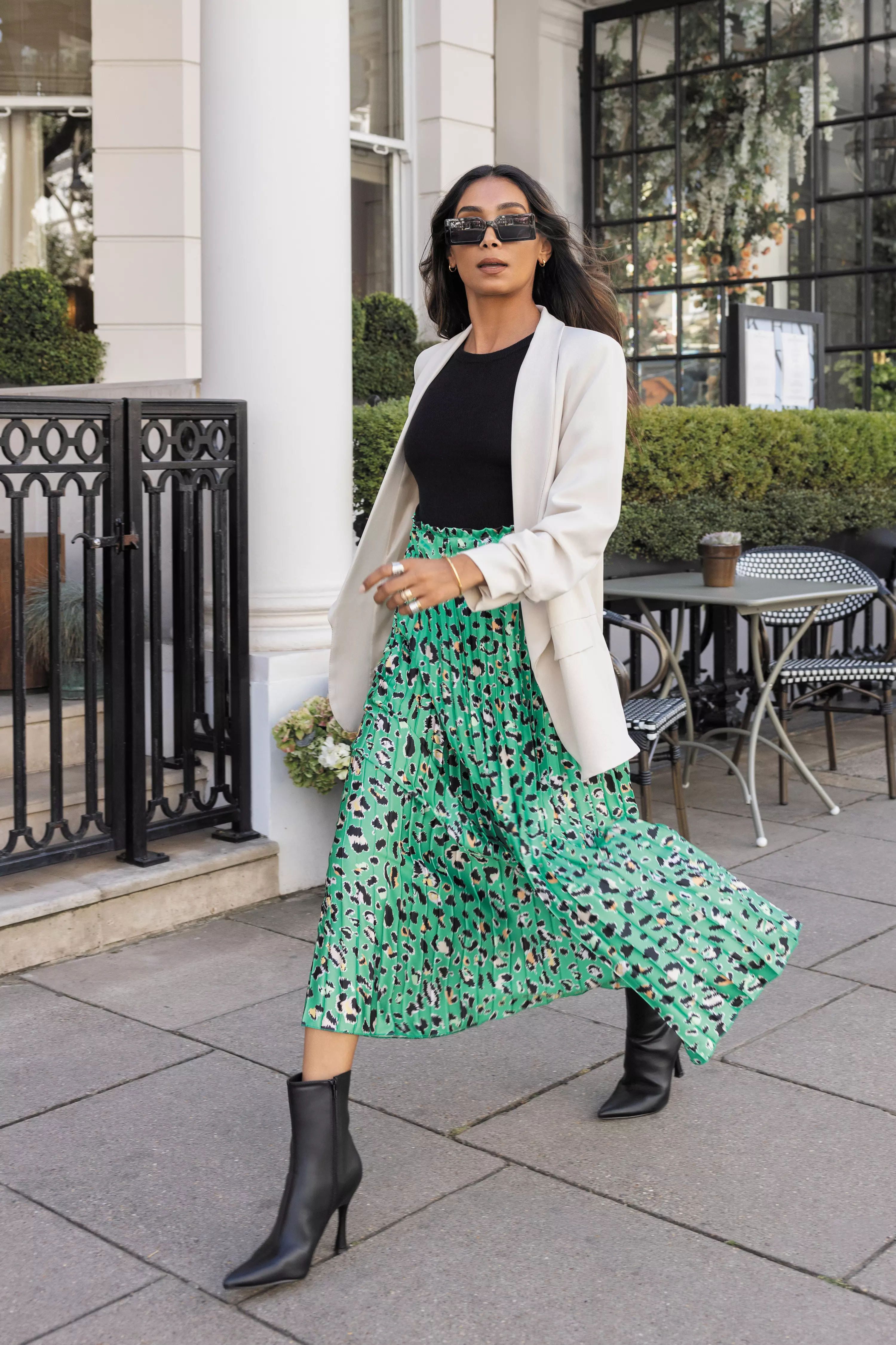 Green leopard 2024 print skirt