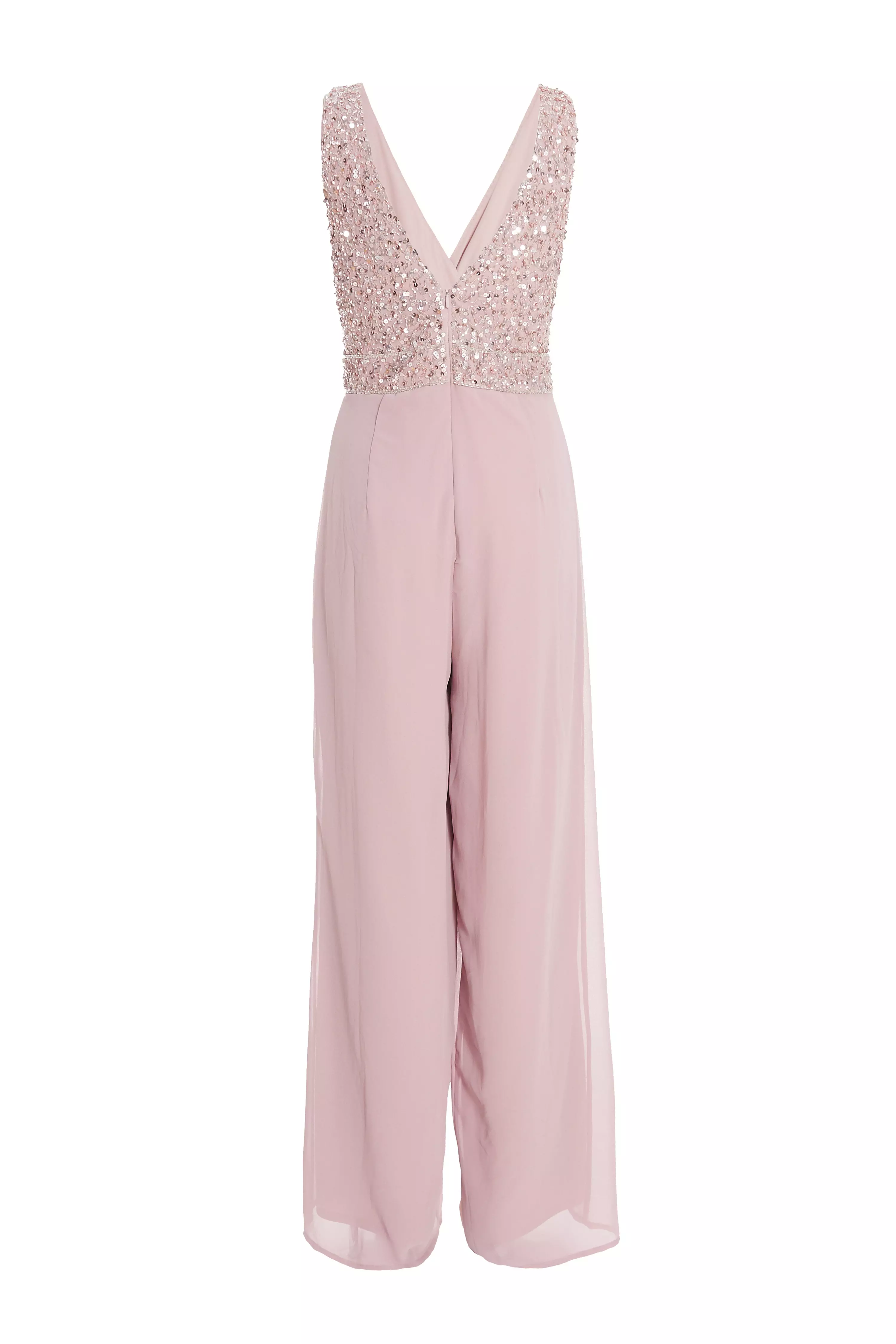 Pink Chiffon Embellished Palazzo Jumpsuit