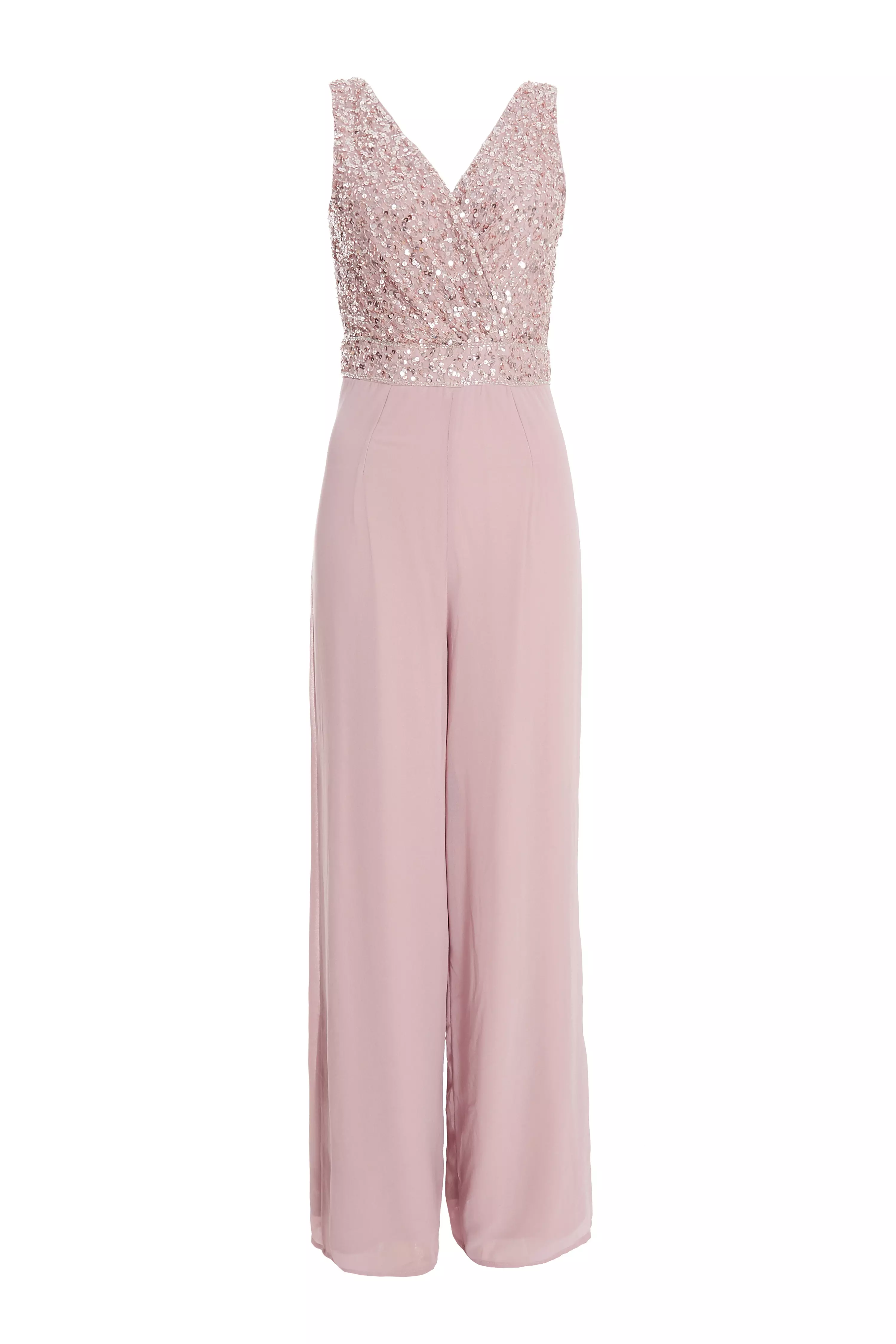 Pink Chiffon Embellished Palazzo Jumpsuit