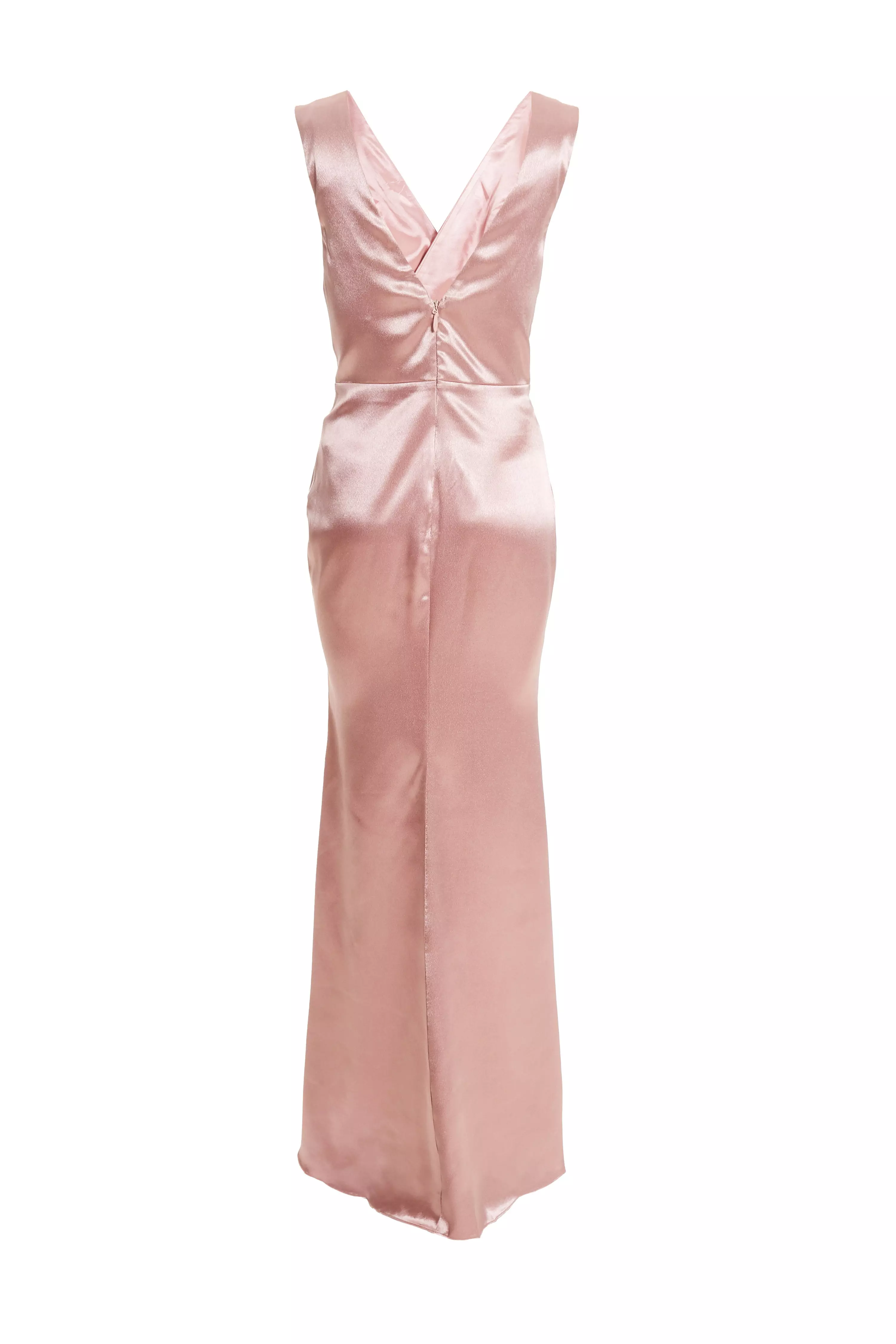 Pink Satin Wrap Split Leg Maxi Dress