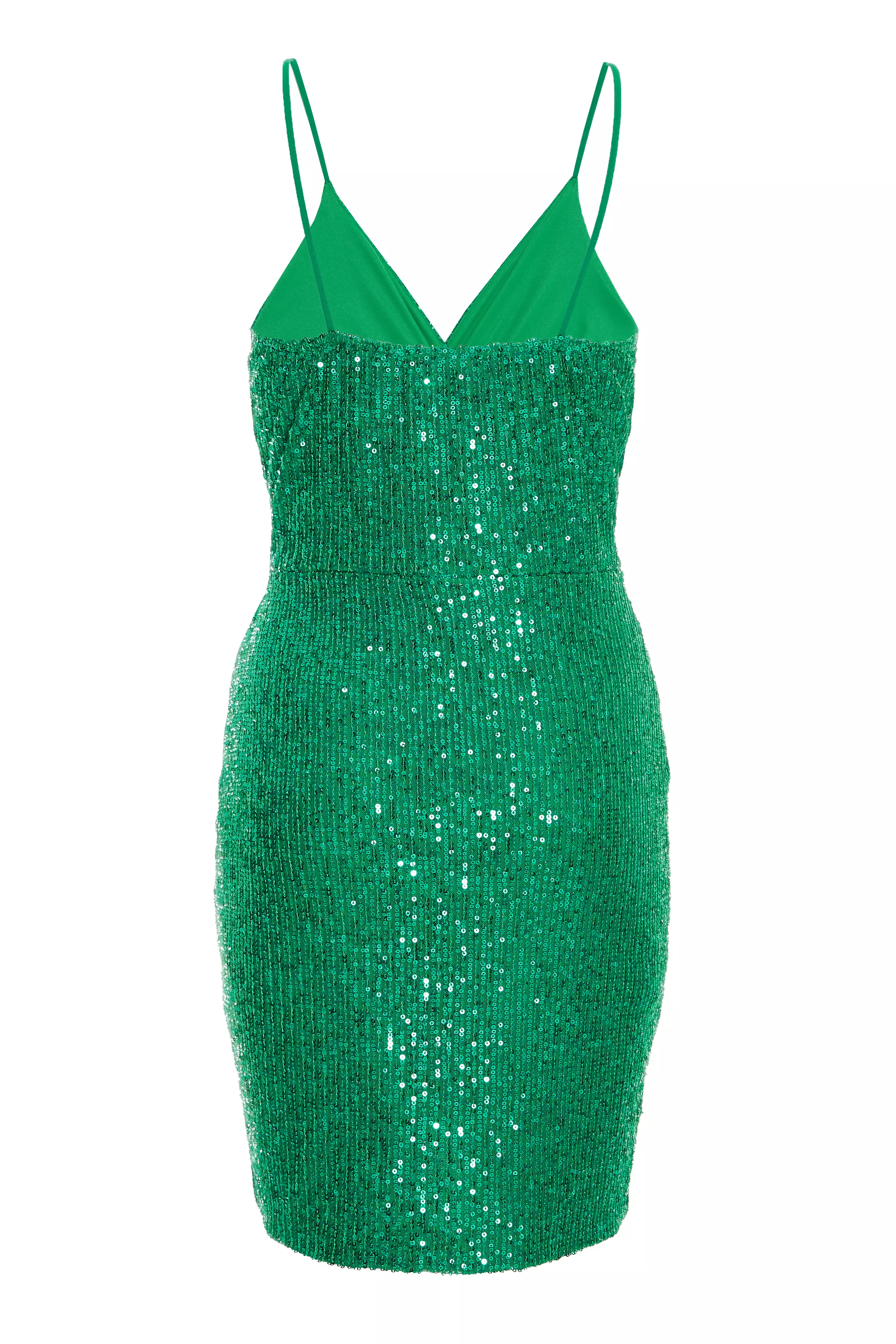 Green Sequin Wrap Mini Dress