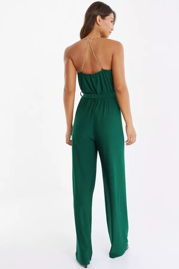 Green Cowl Neck Palazzo Jumpsuit