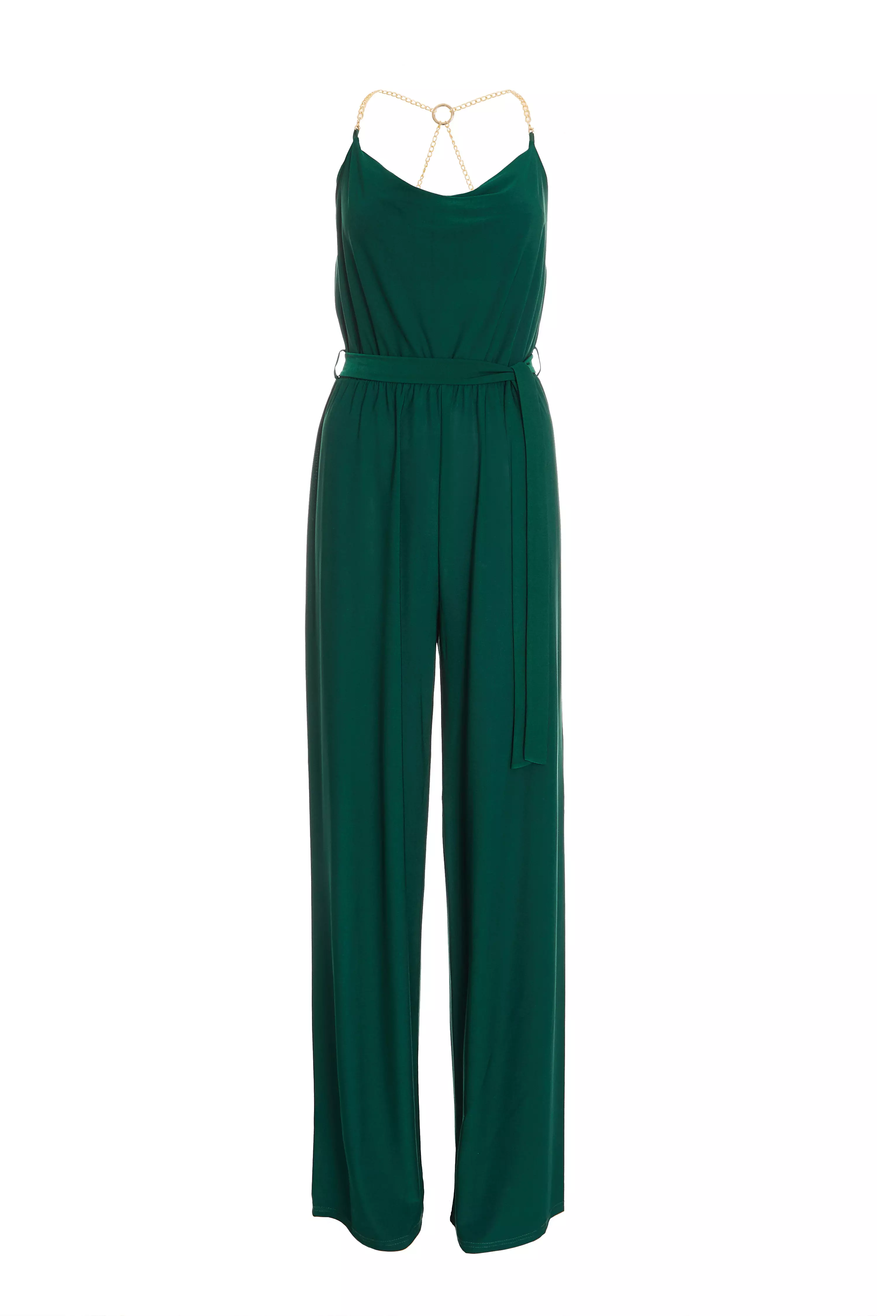 Green Cowl Neck Palazzo Jumpsuit