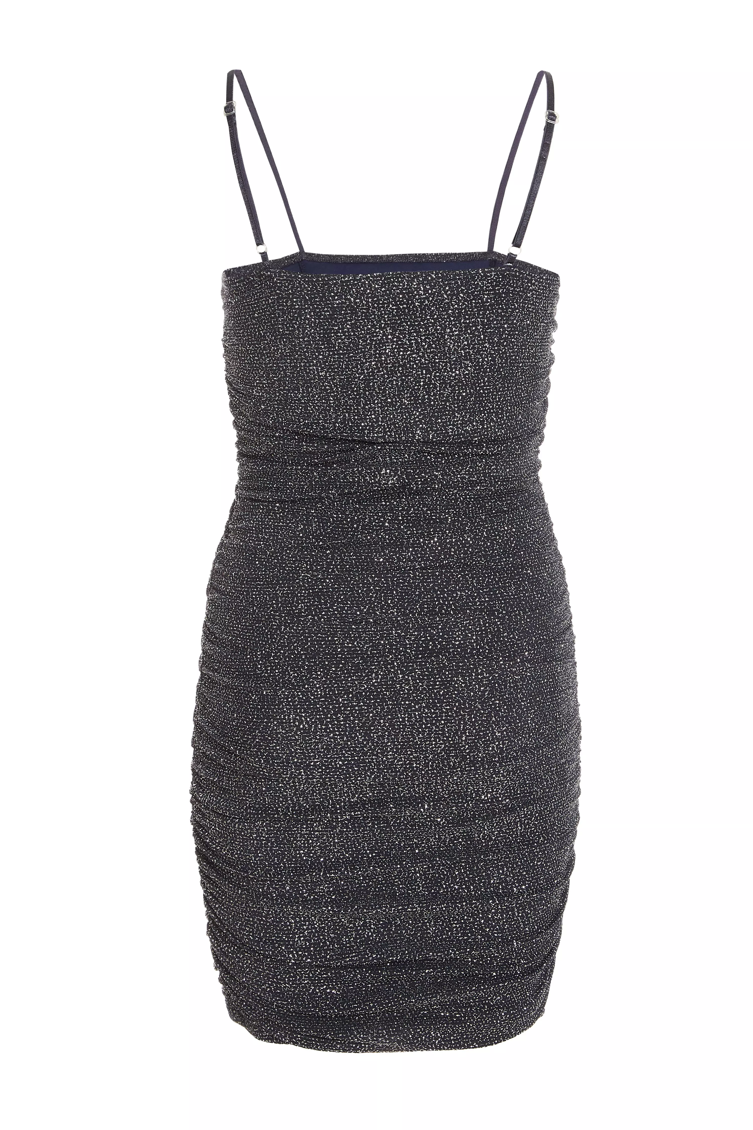 Grey Glitter Ruched Bodycon Mini Dress