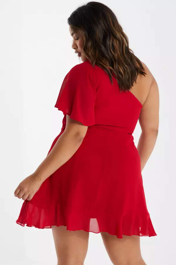 Curve Red Chiffon Mini Dress