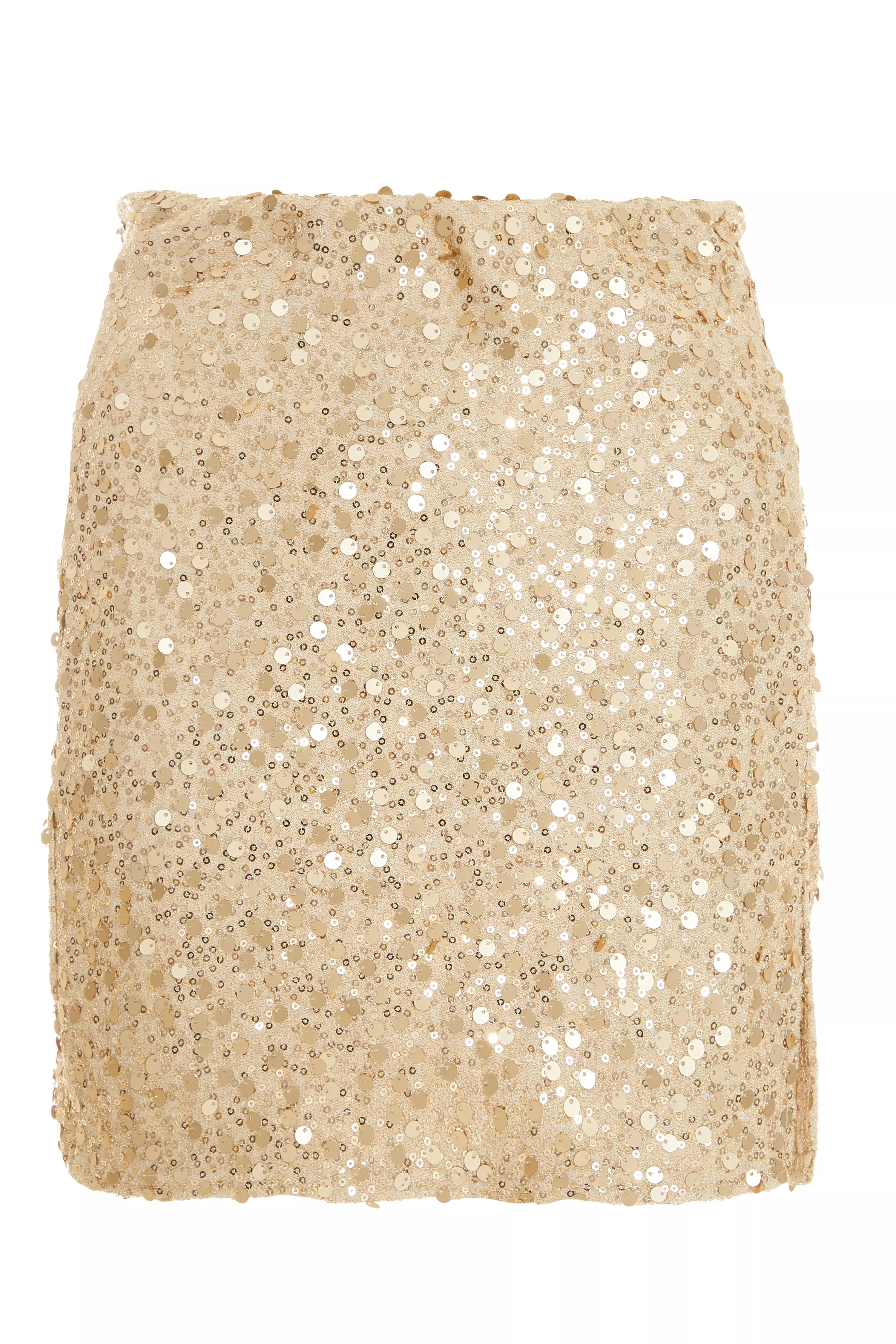 Gold Sequin Mini Skirt