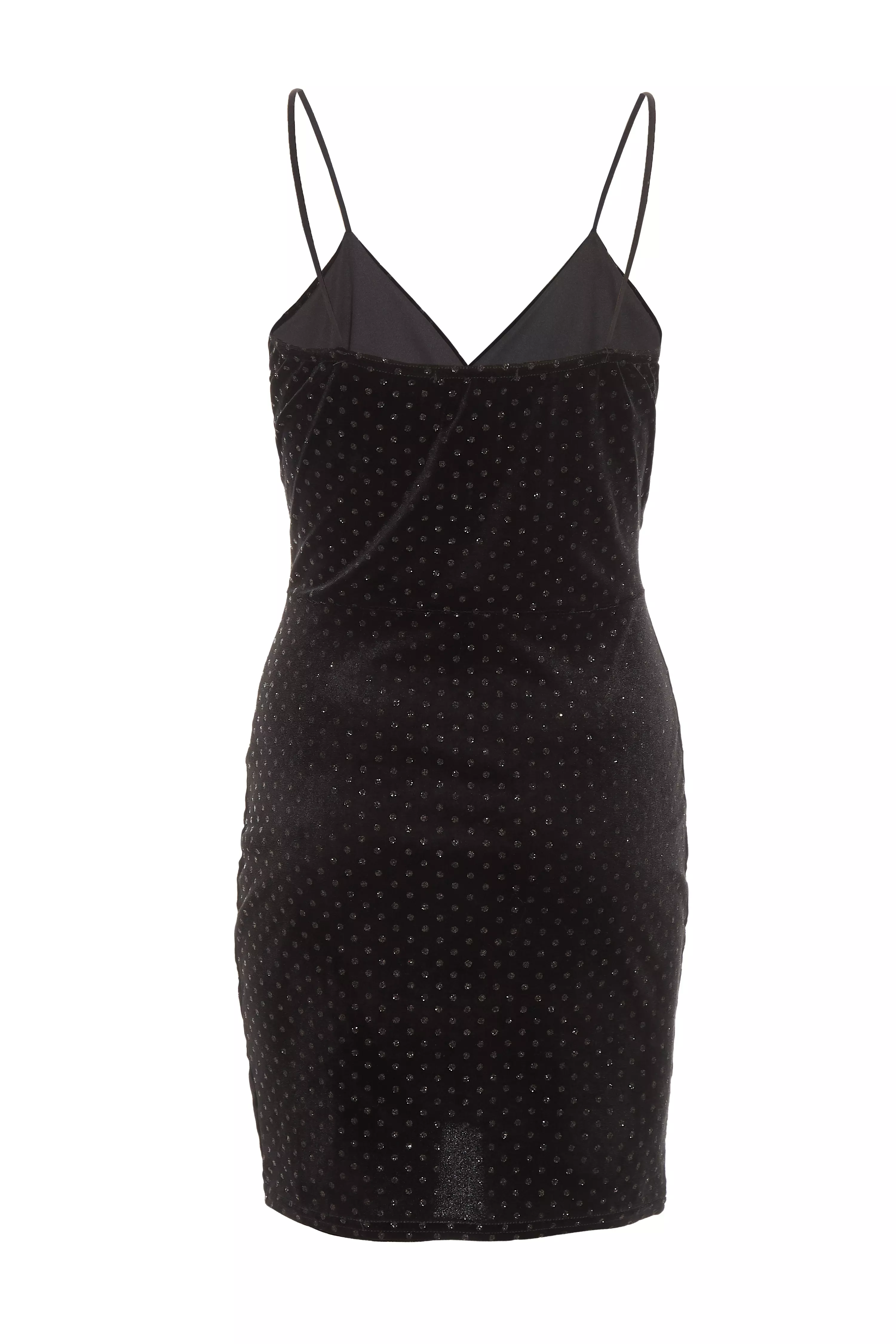 Black Velvet Glitter Polka Dot Mini Dress