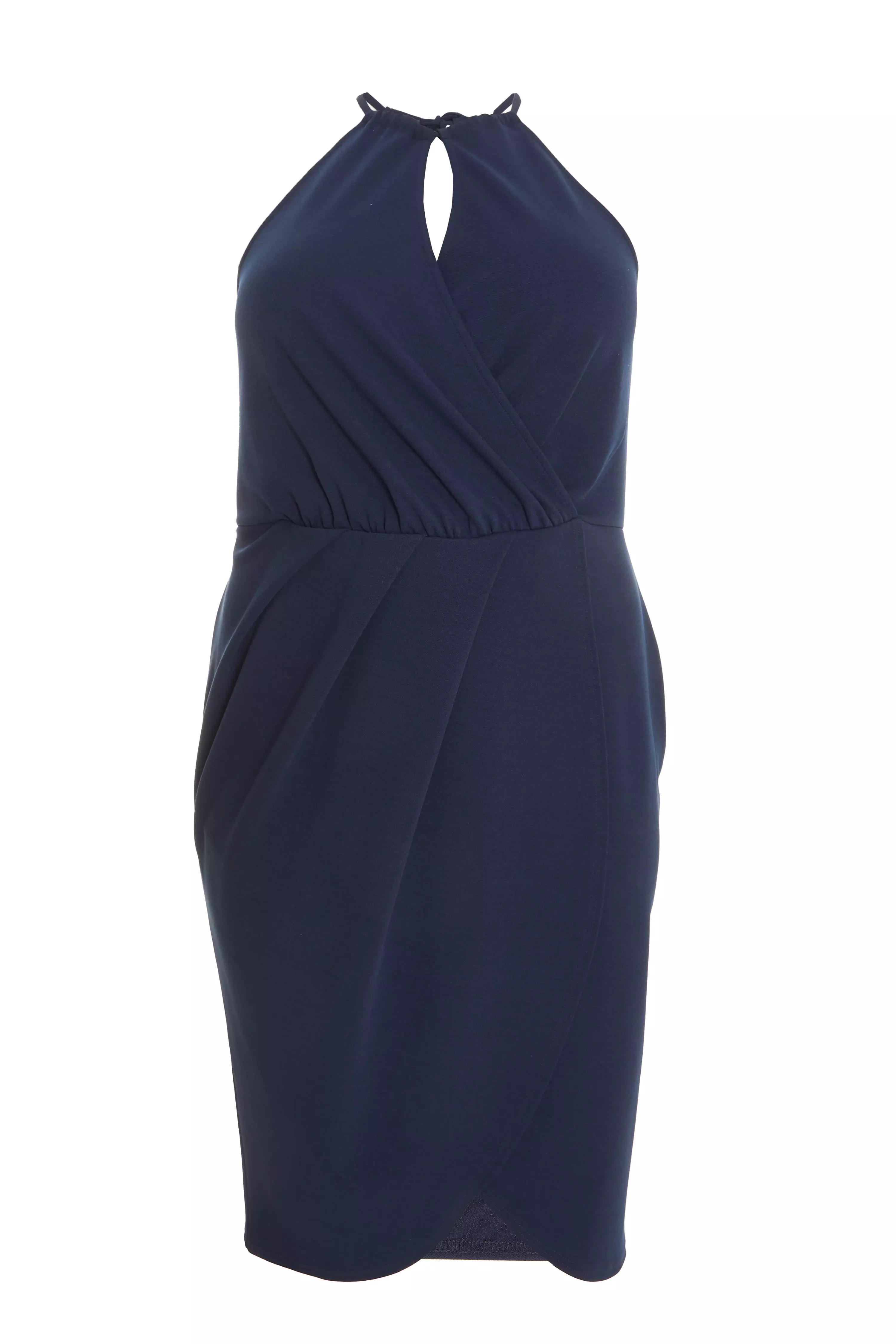 Curve Navy High Neck Midi Dress