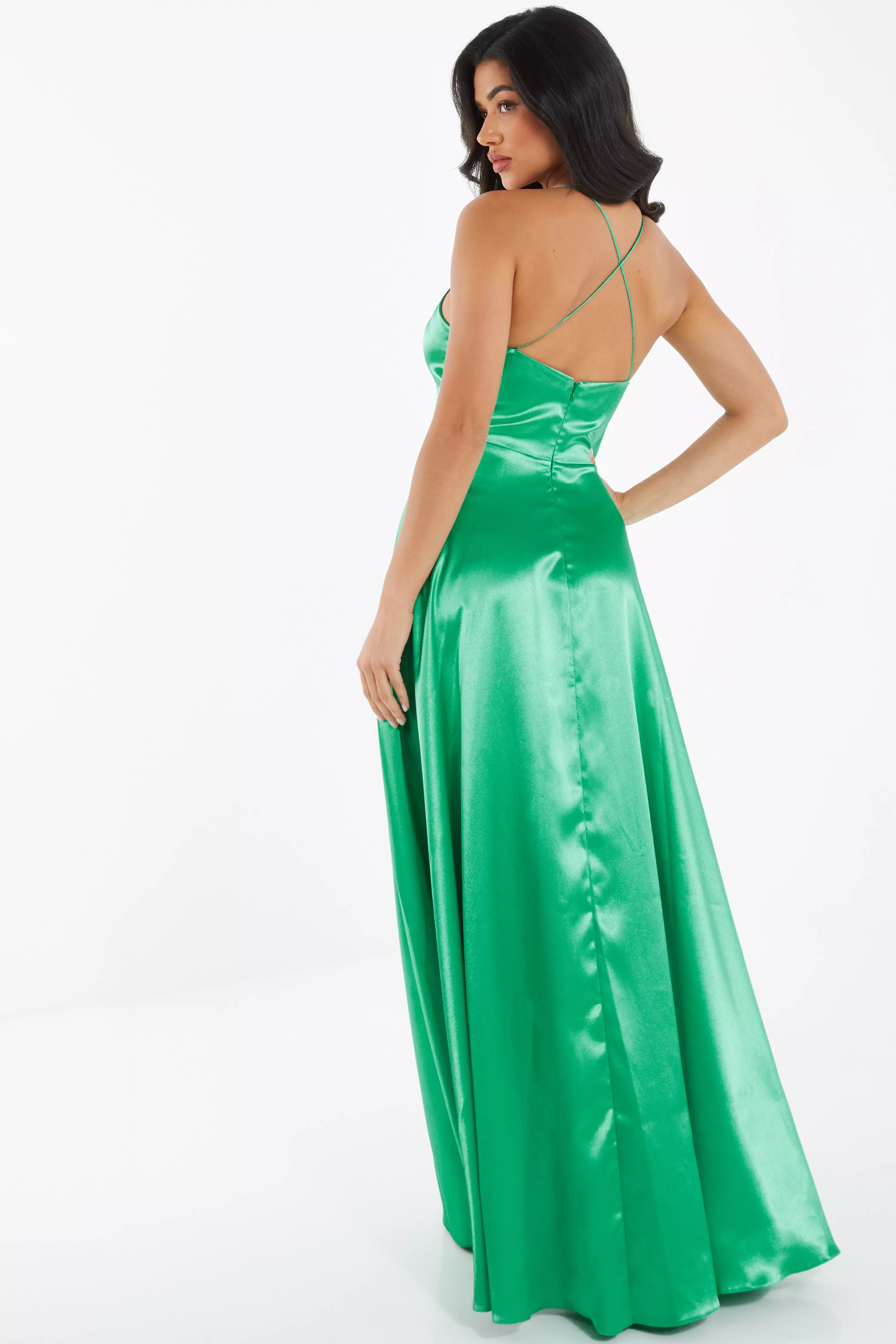 Jade Green Satin Maxi Dress