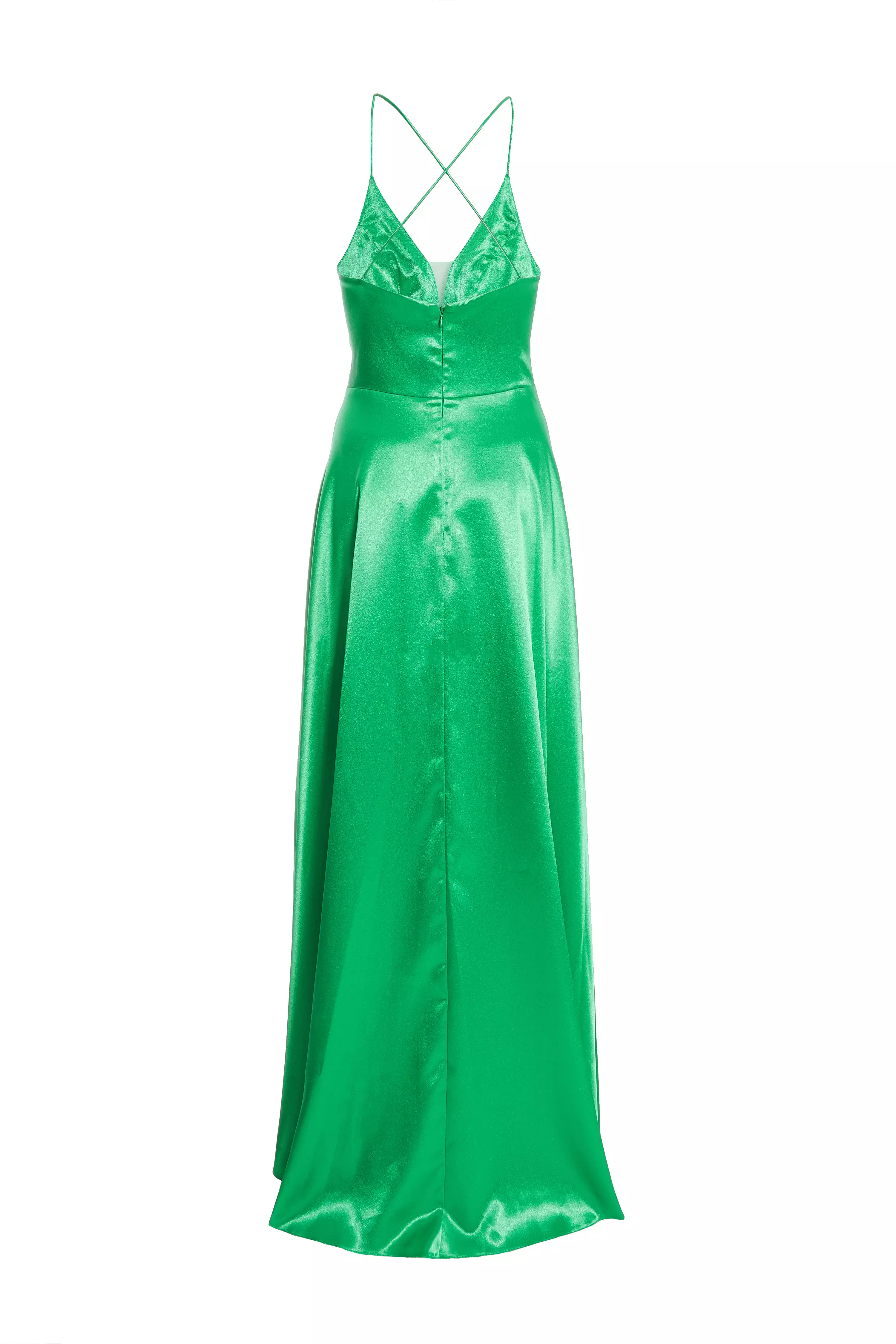 Jade Green Satin Maxi Dress