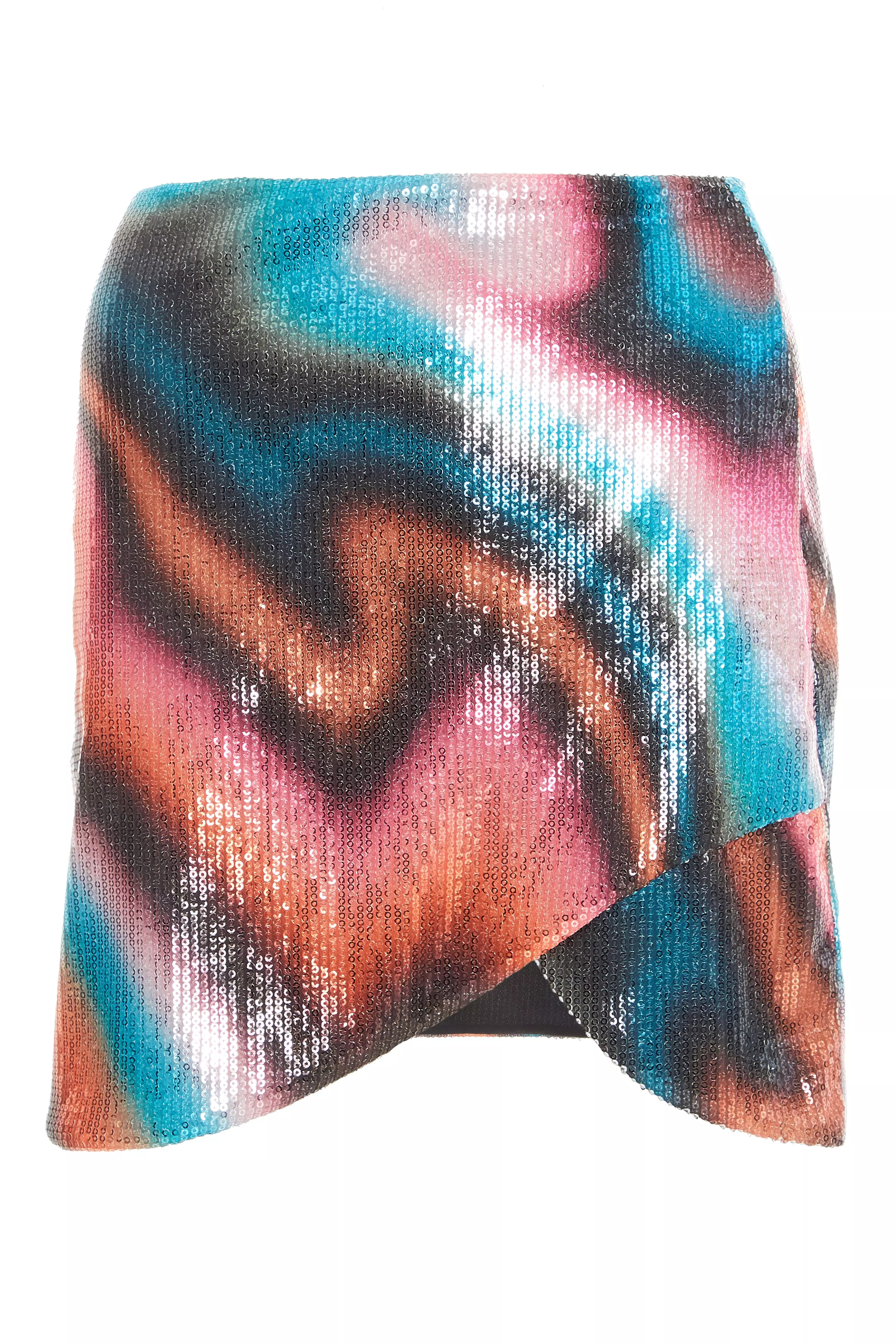 Multicoloured Sequin Marble Print Mini Skirt