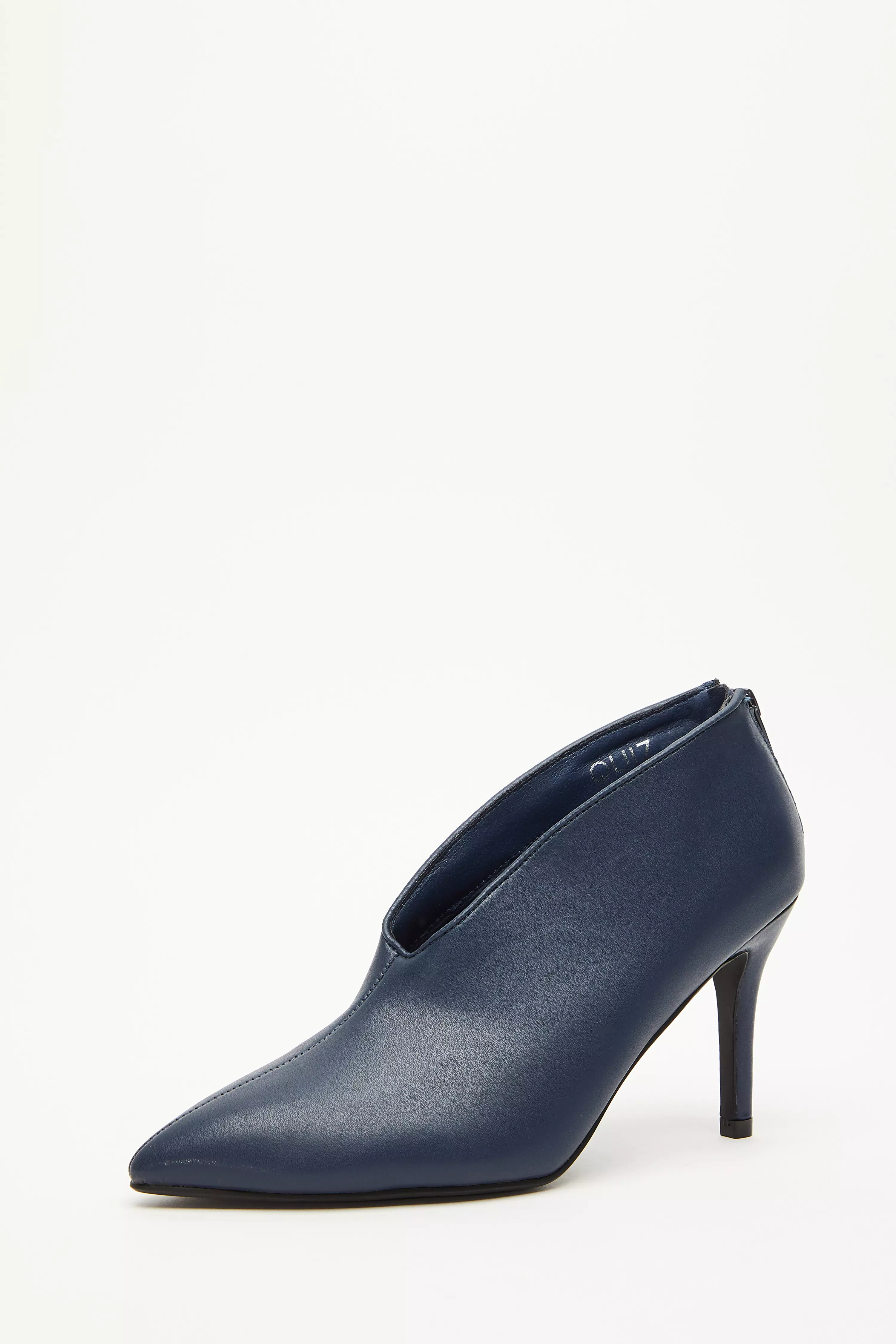 Navy Faux Leather Dip Shoe Boots