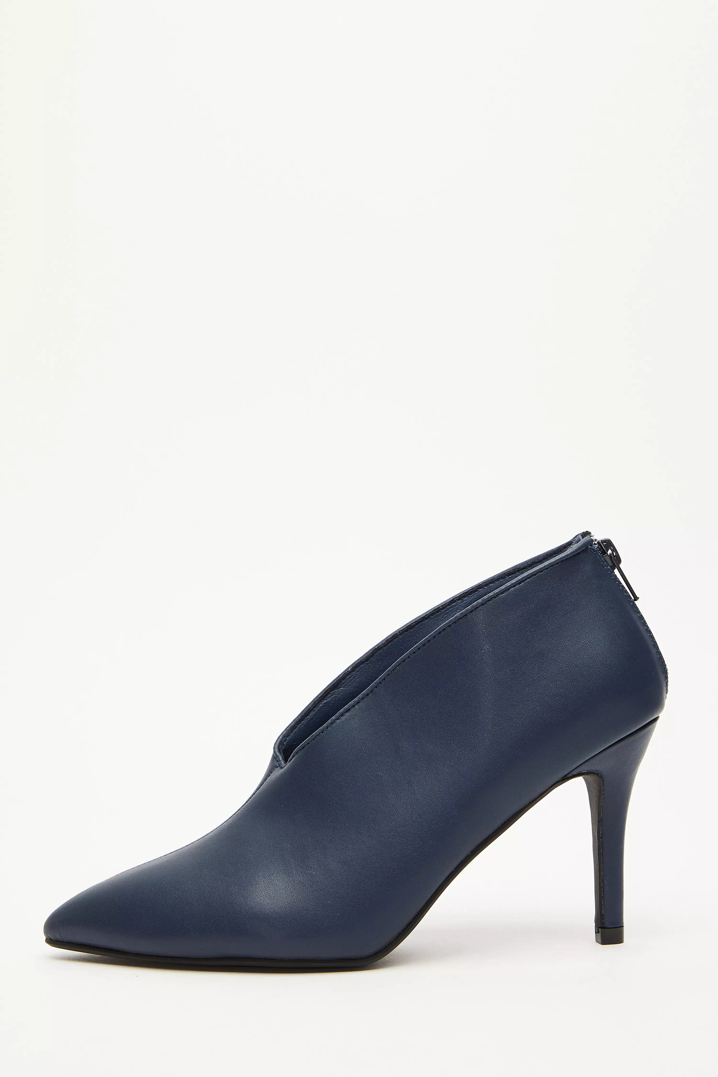 Navy Faux Leather Dip Shoe Boots