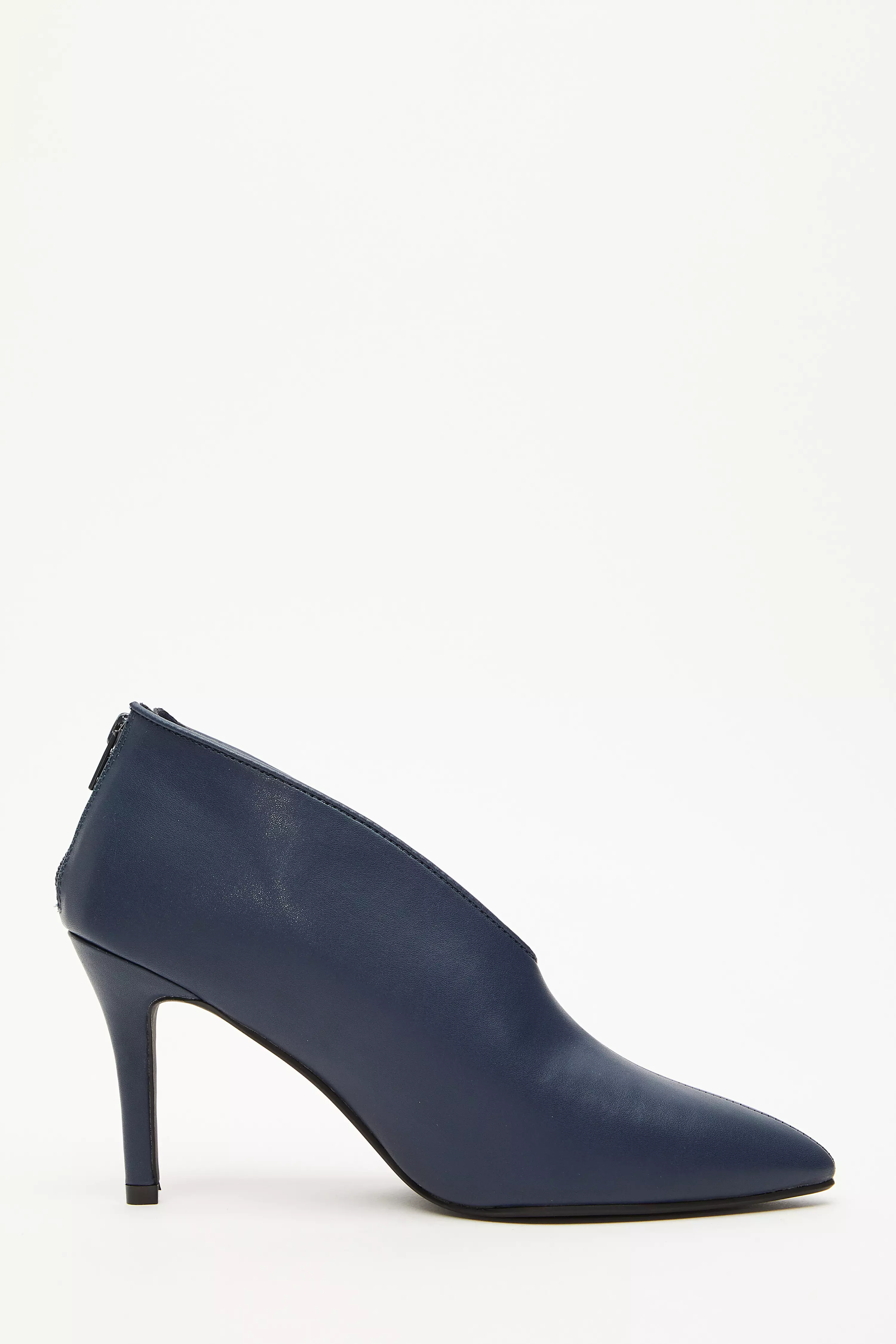 Navy Faux Leather Dip Shoe Boots