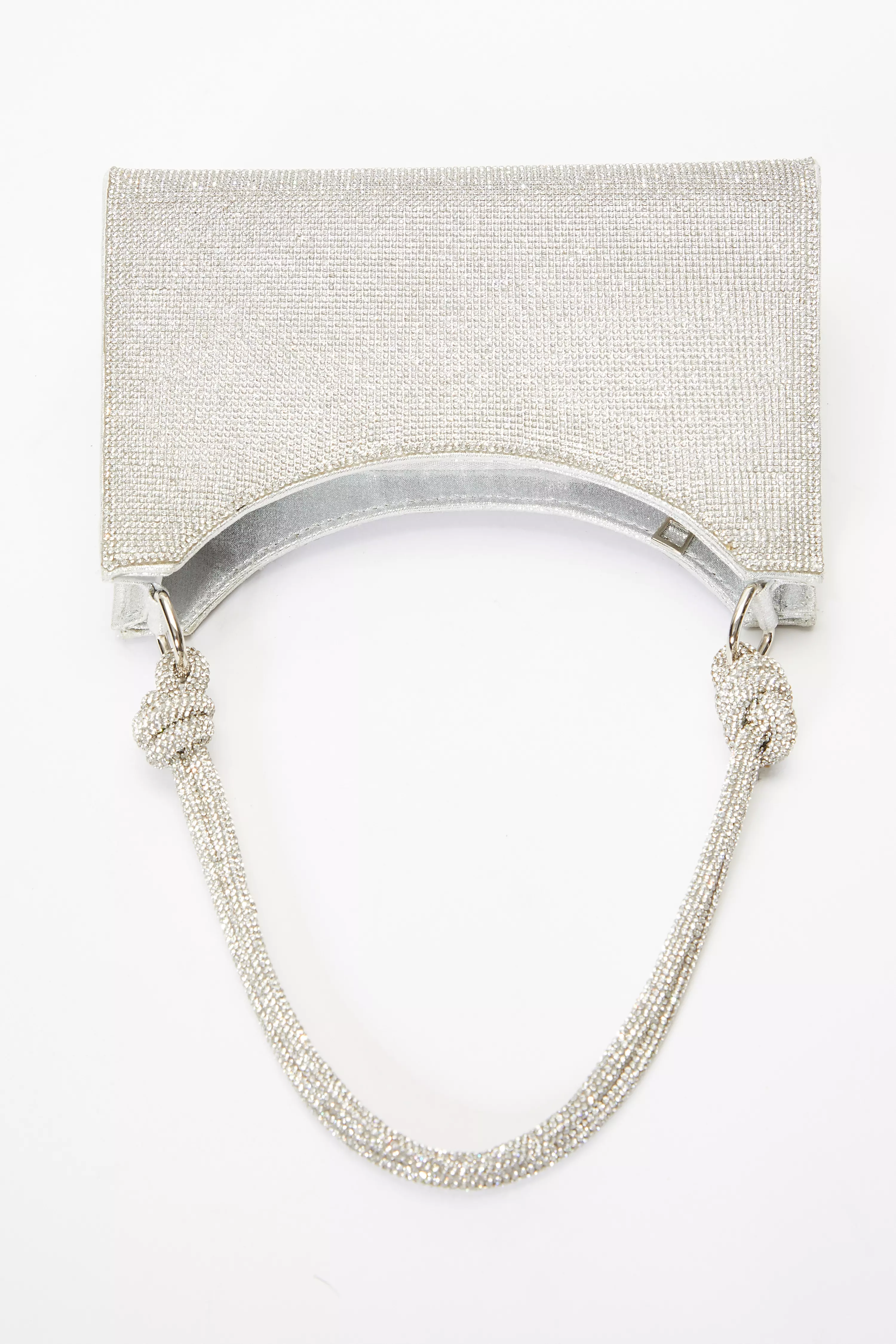 Silver Diamante Knot Shoulder Bag