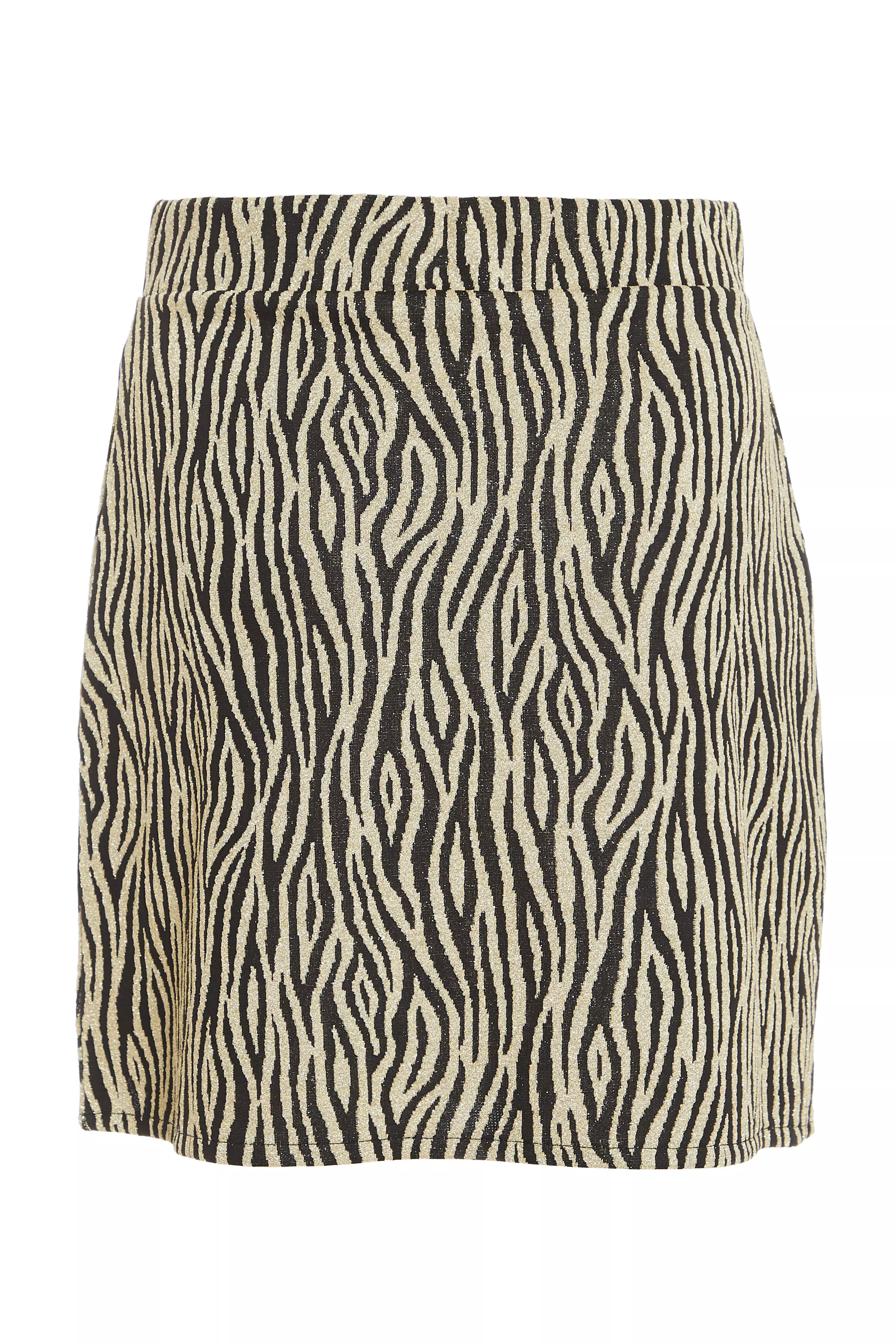 Black Zebra Print Wrap Mini Skirt