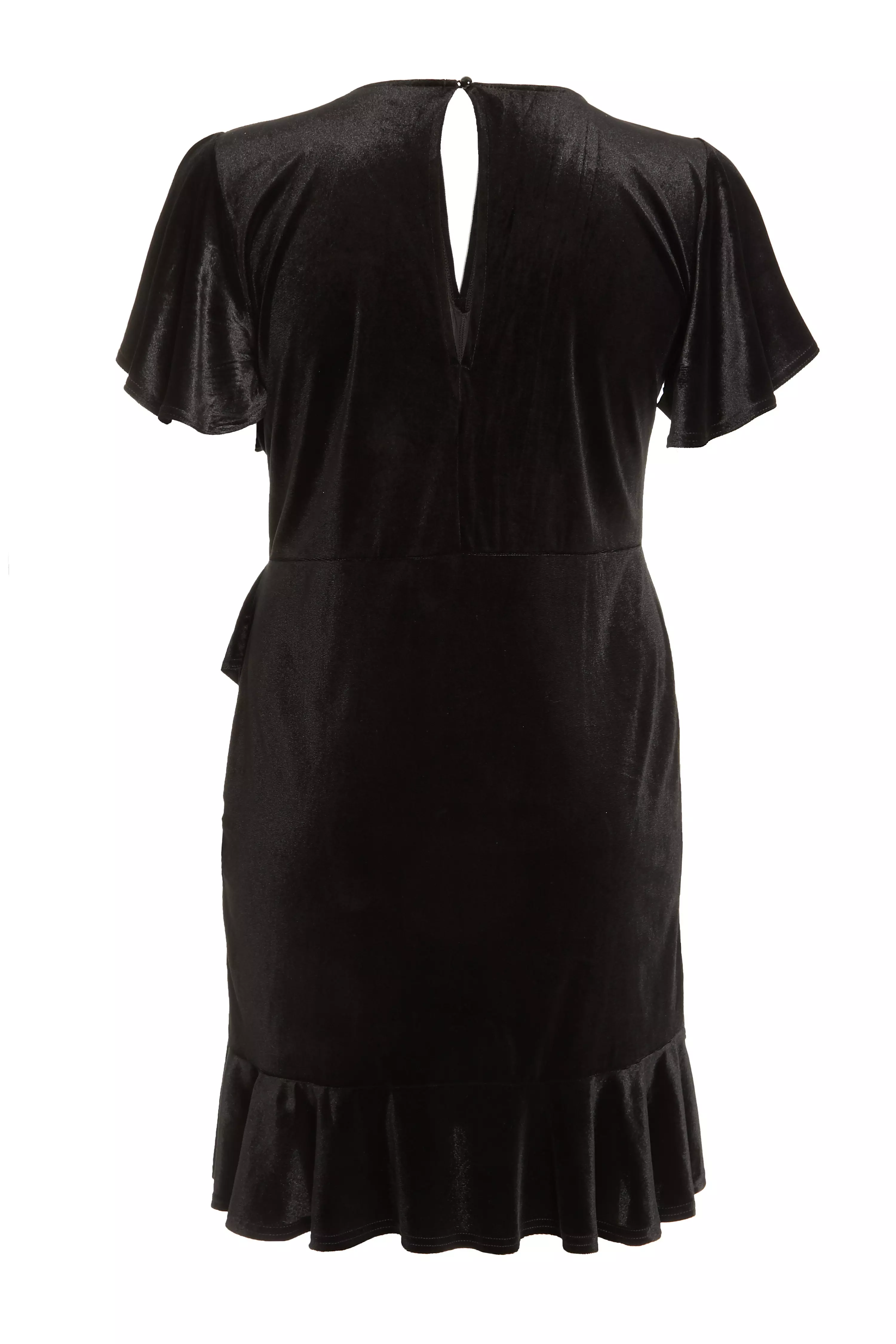 Curve Black Velvet Frill Dress