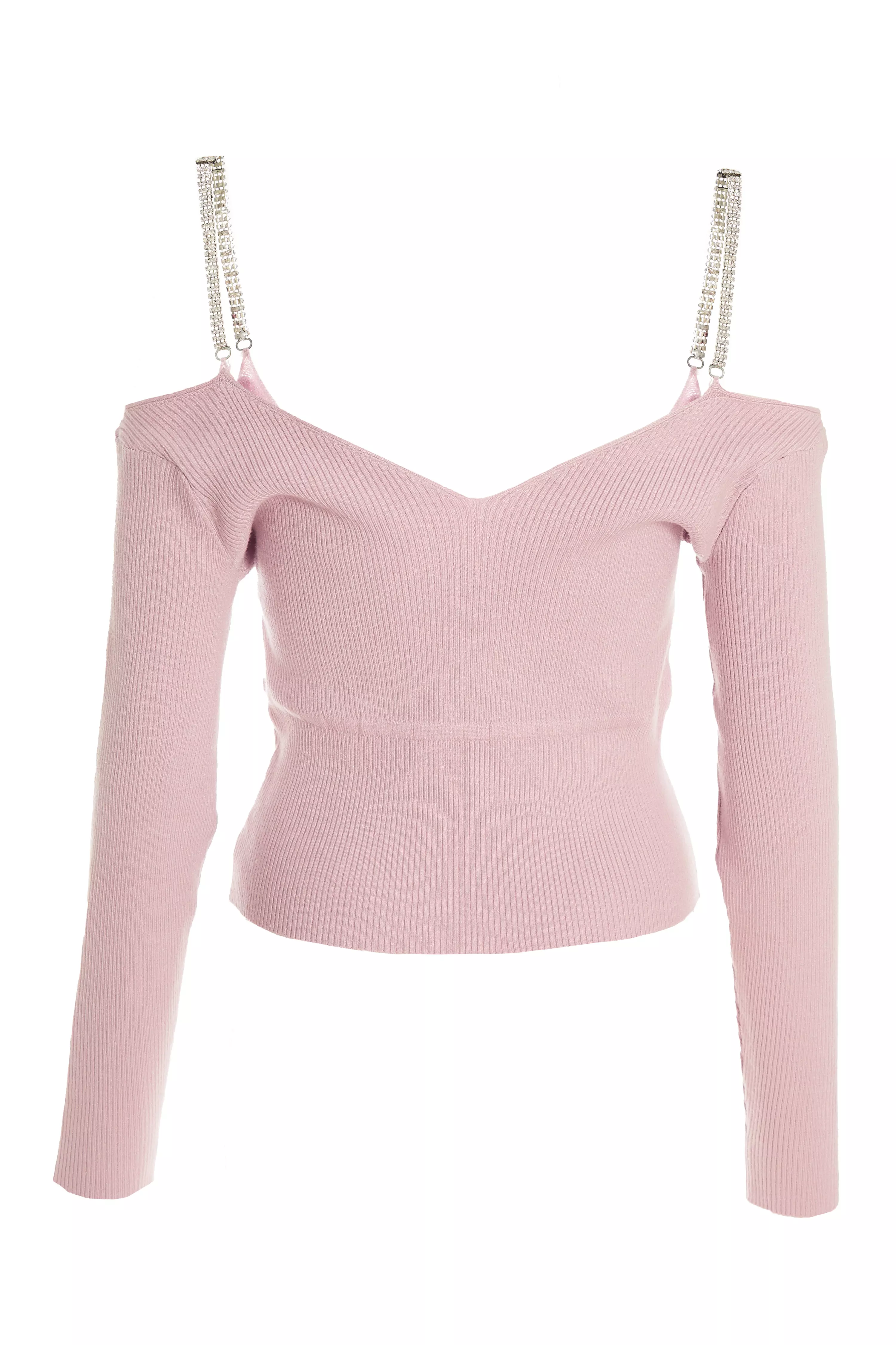 Pink Diamante Knitted Jumper