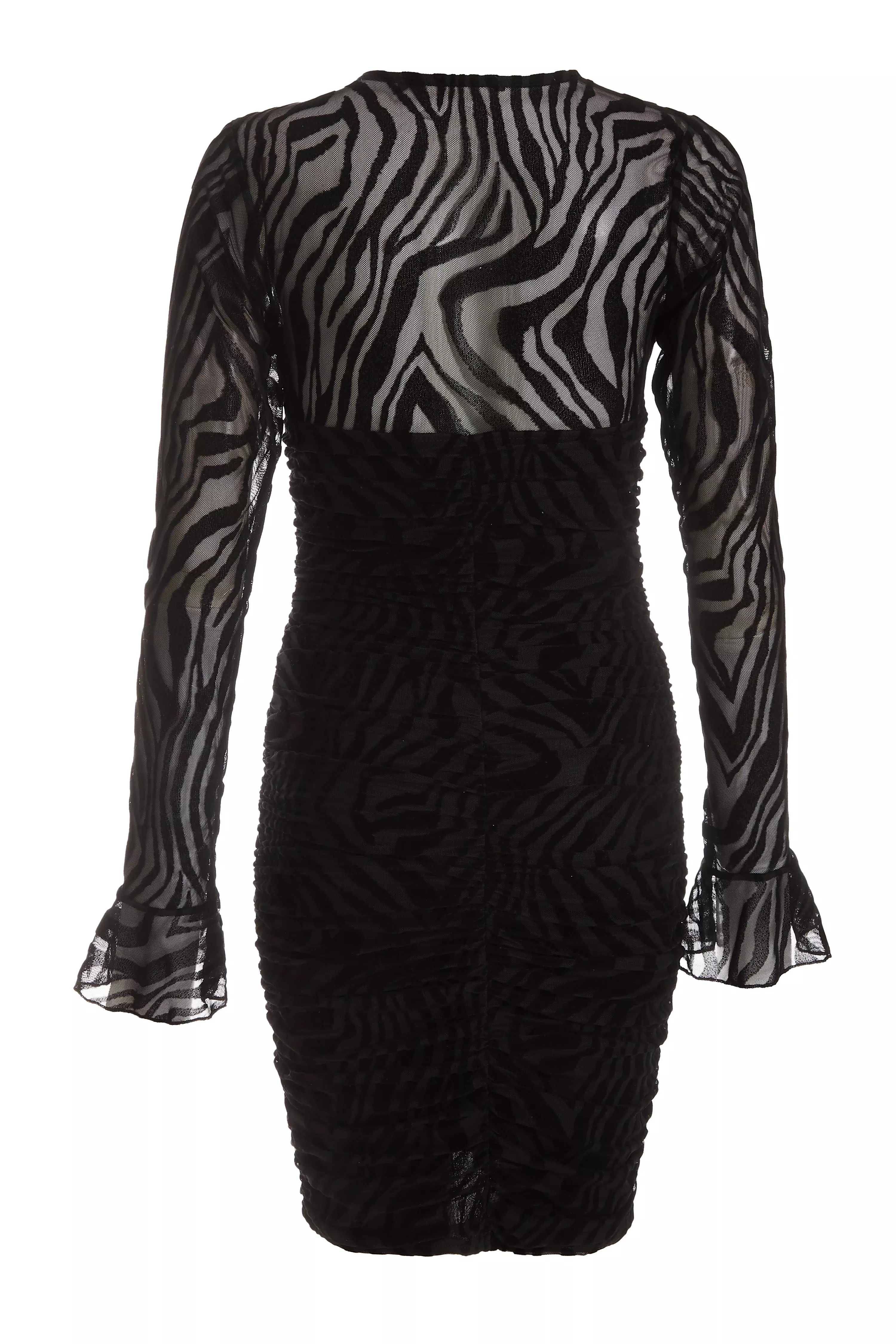 Black Zebra Print Mesh Mini Dress