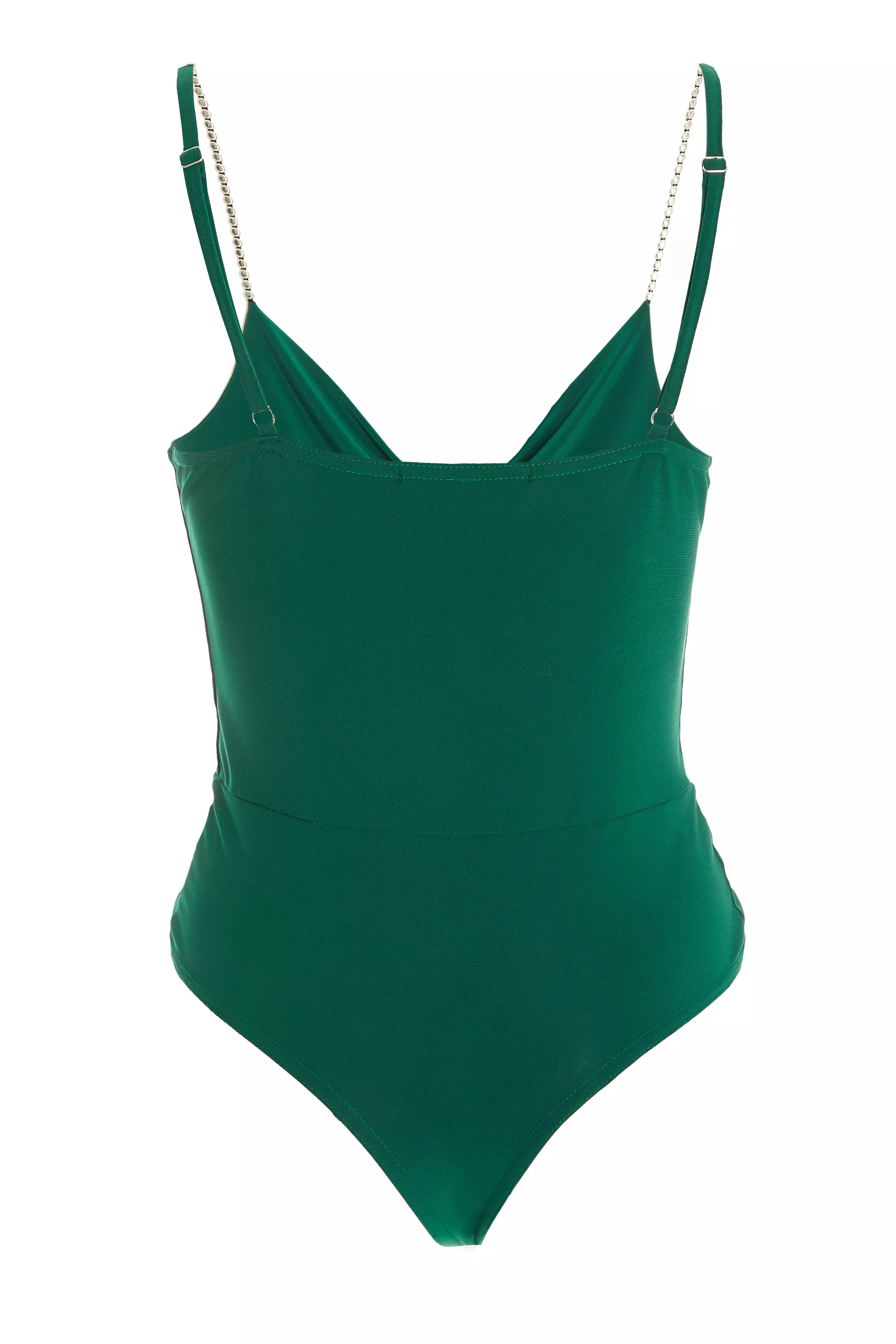 Bottle Green Diamante Bodysuit