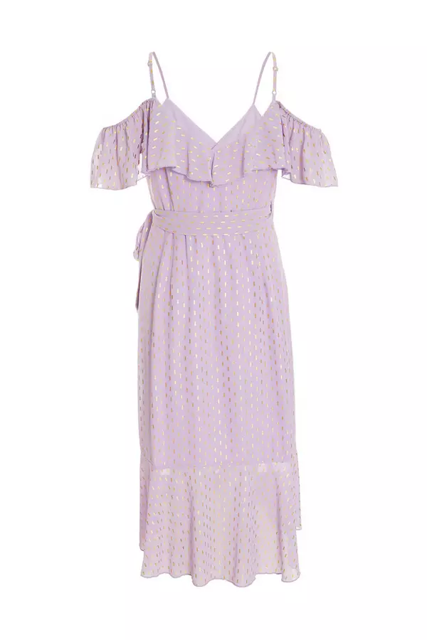Lilac Chiffon Foil Midi Dress
