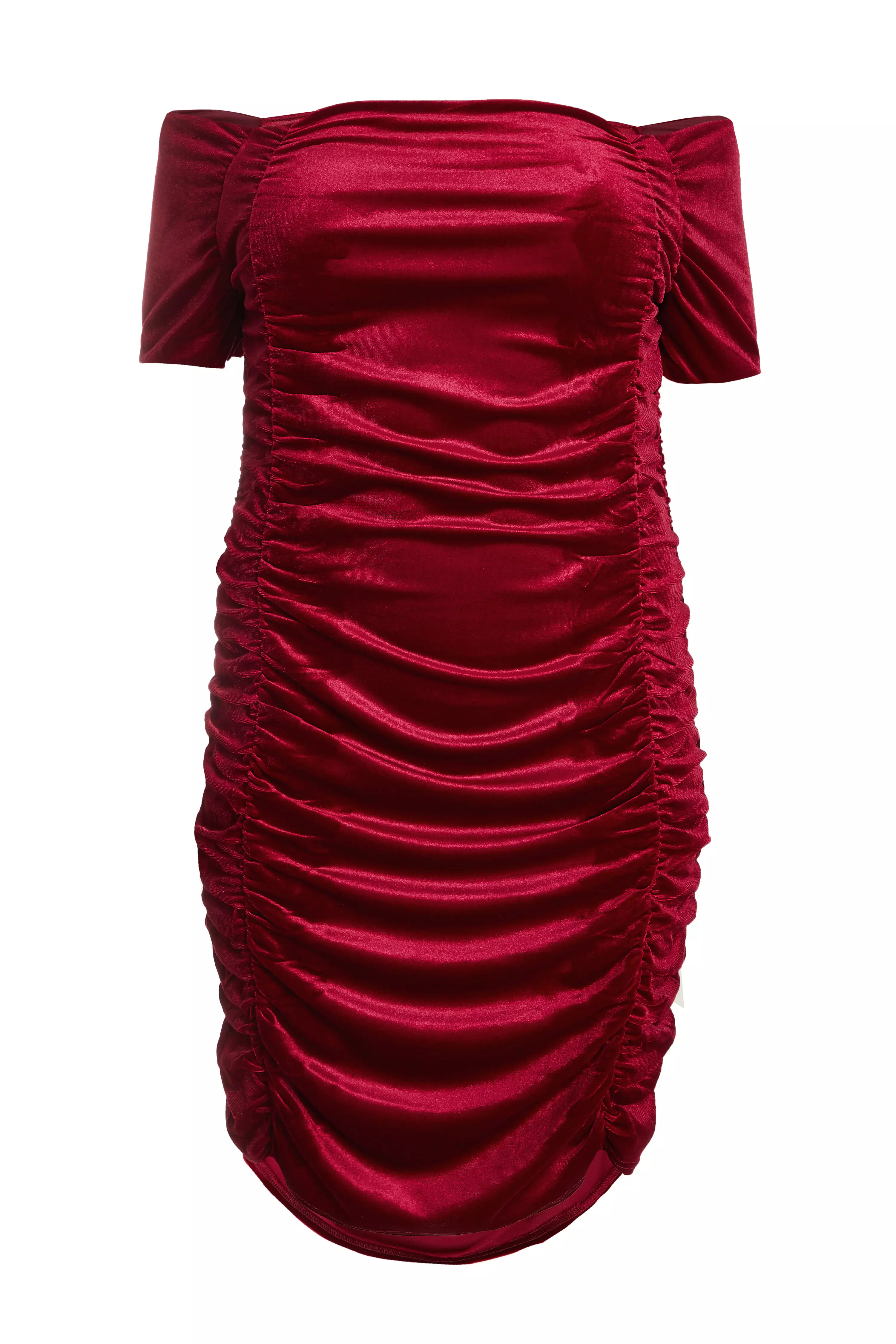 Curve Berry Velvet Ruched Midi Dress