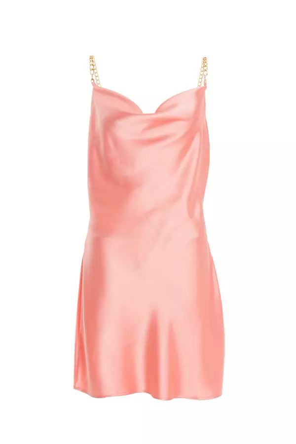 Pink Satin Slip Mini Dress