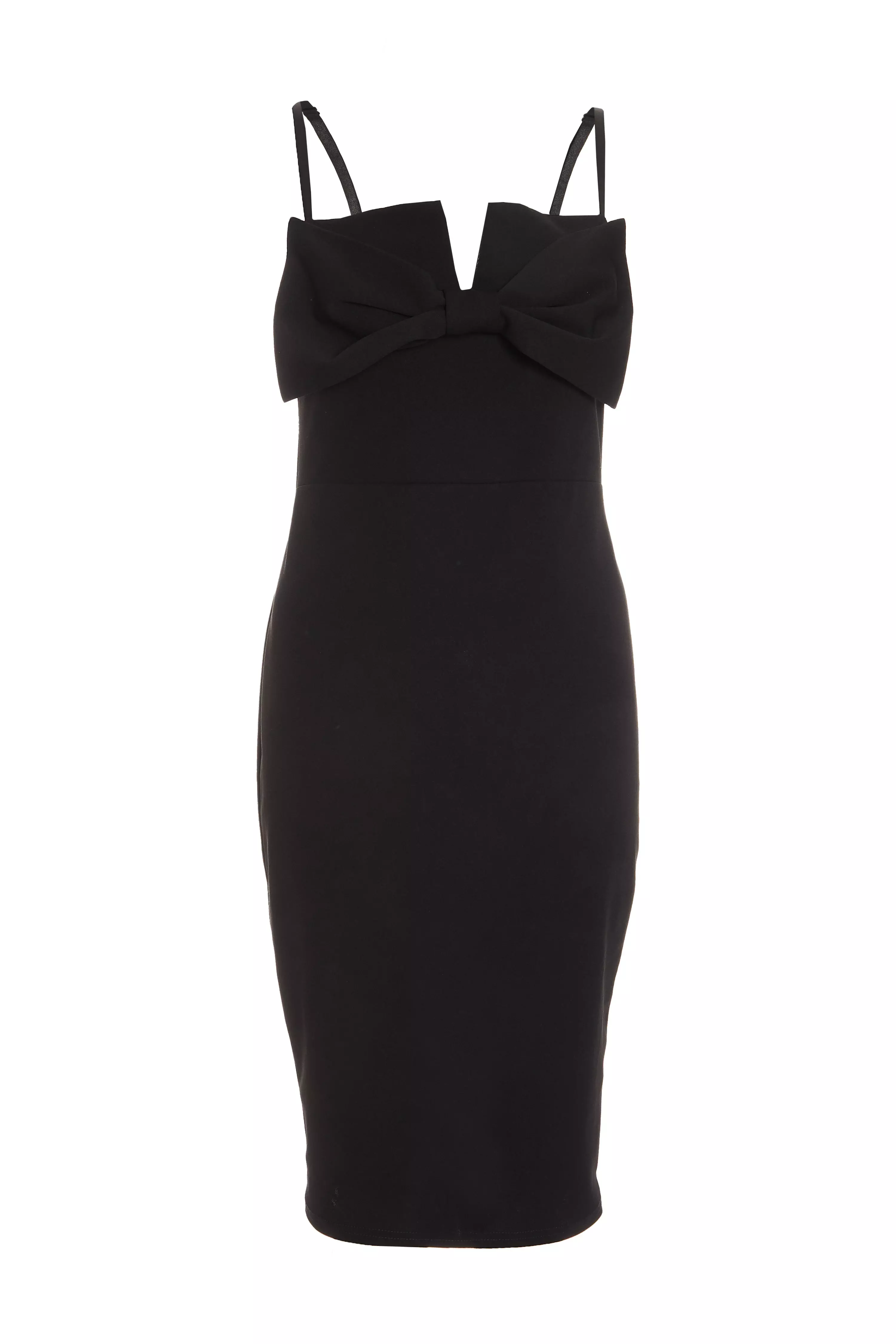 Black Bow Bodycon Midi Dress