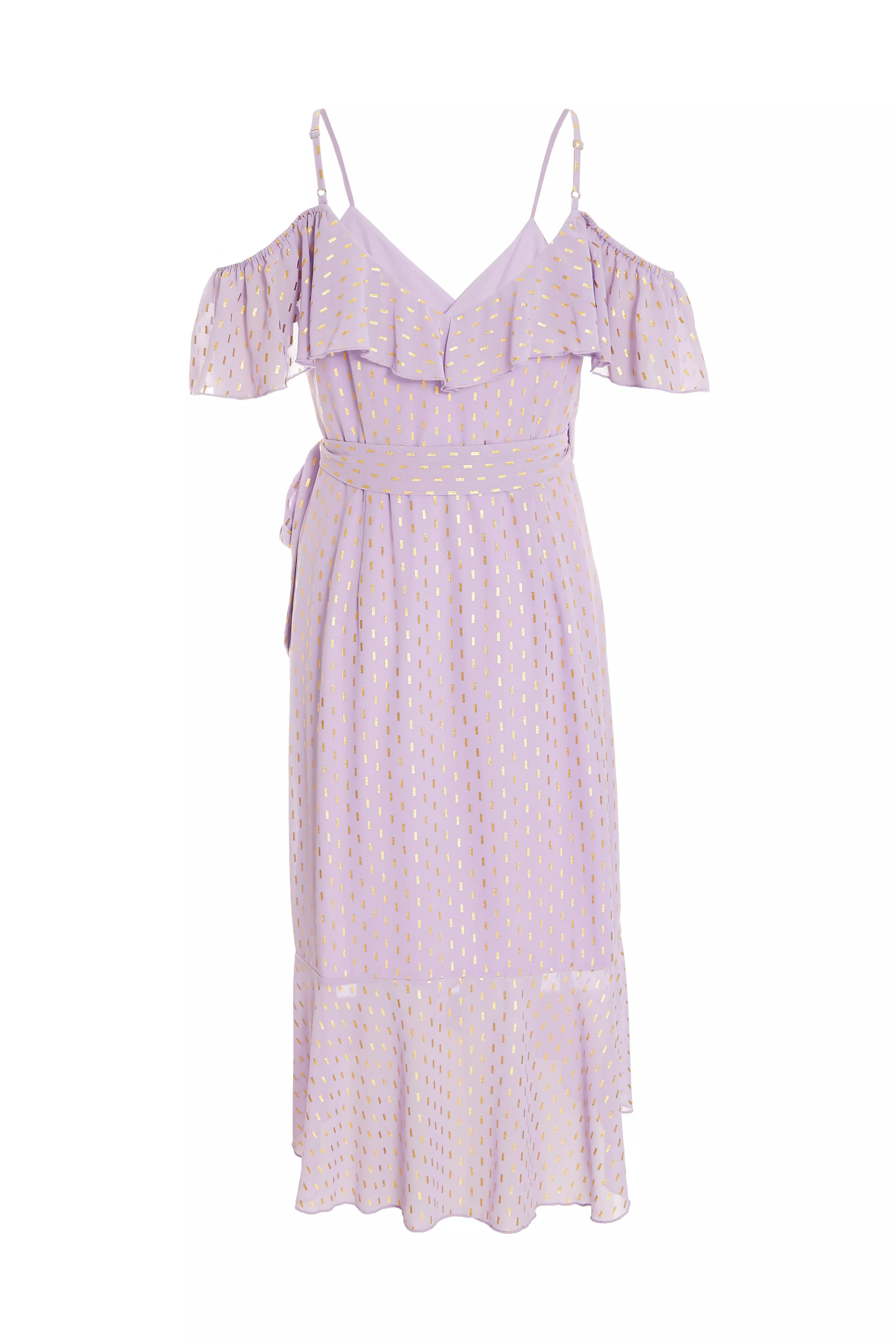 Petite Lilac Chiffon Foil Midi Dress